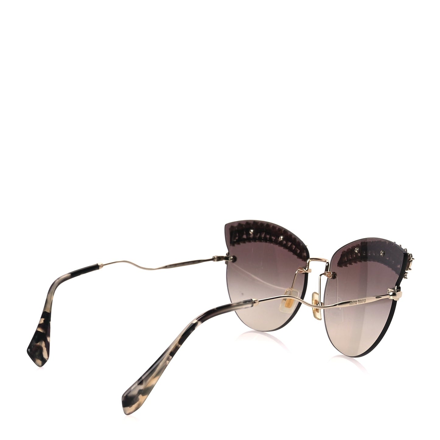 Miu Miu Metal Crystal Cat Eye Sunglasses SMU58T Gold Grey