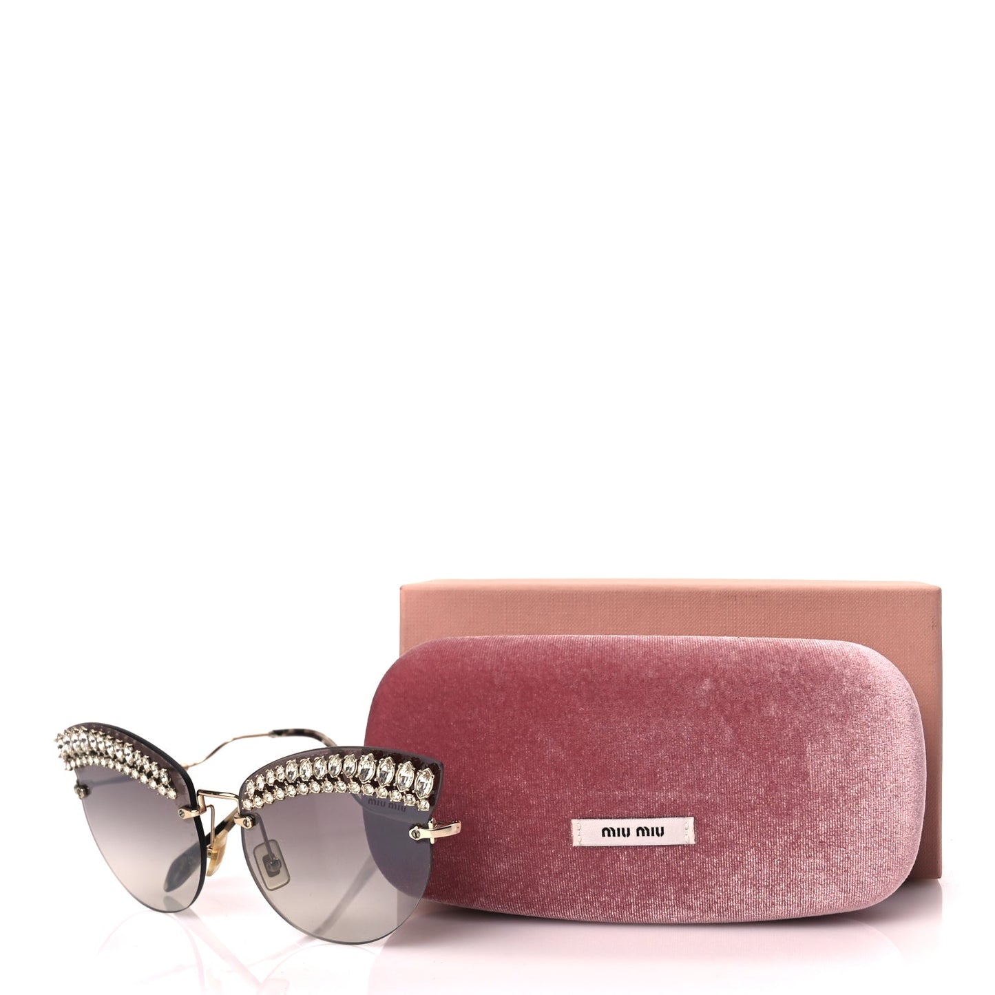 Miu Miu Metal Crystal Cat Eye Sunglasses SMU58T Gold Grey