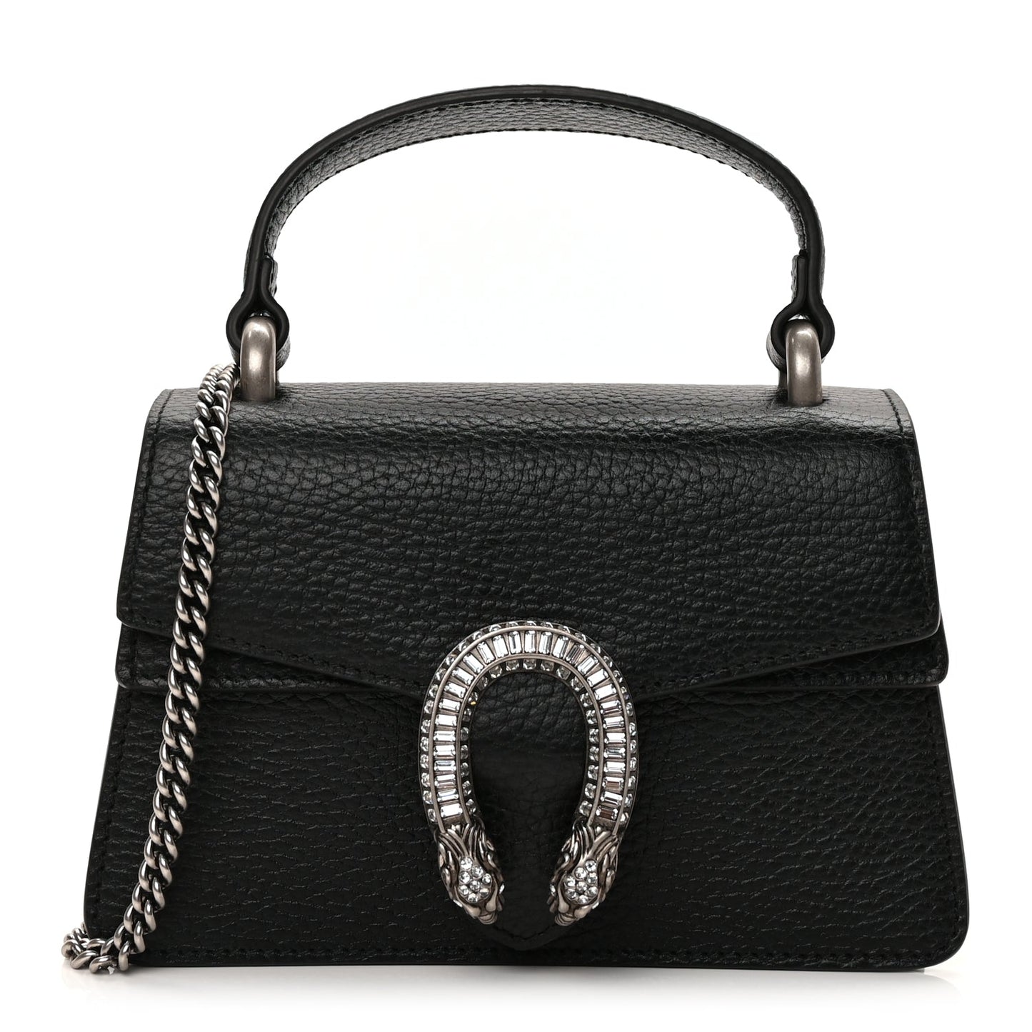 Gucci Dollar Calfskin Crystal Mini Dionysus Top Handle Bag Black Crystal
