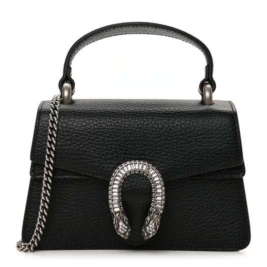 Gucci Dollar Calfskin Crystal Mini Dionysus Top Handle Bag Black Crystal