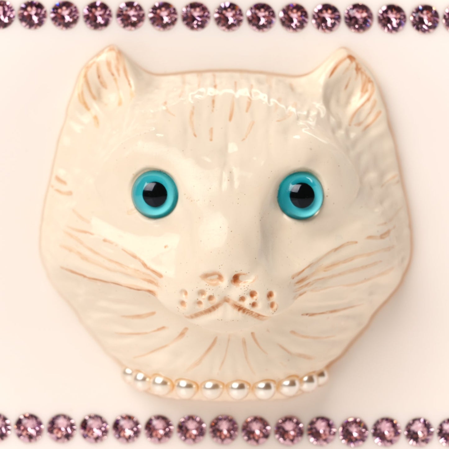 Gucci Plexiglass Crystal Cat Face Box Clutch White