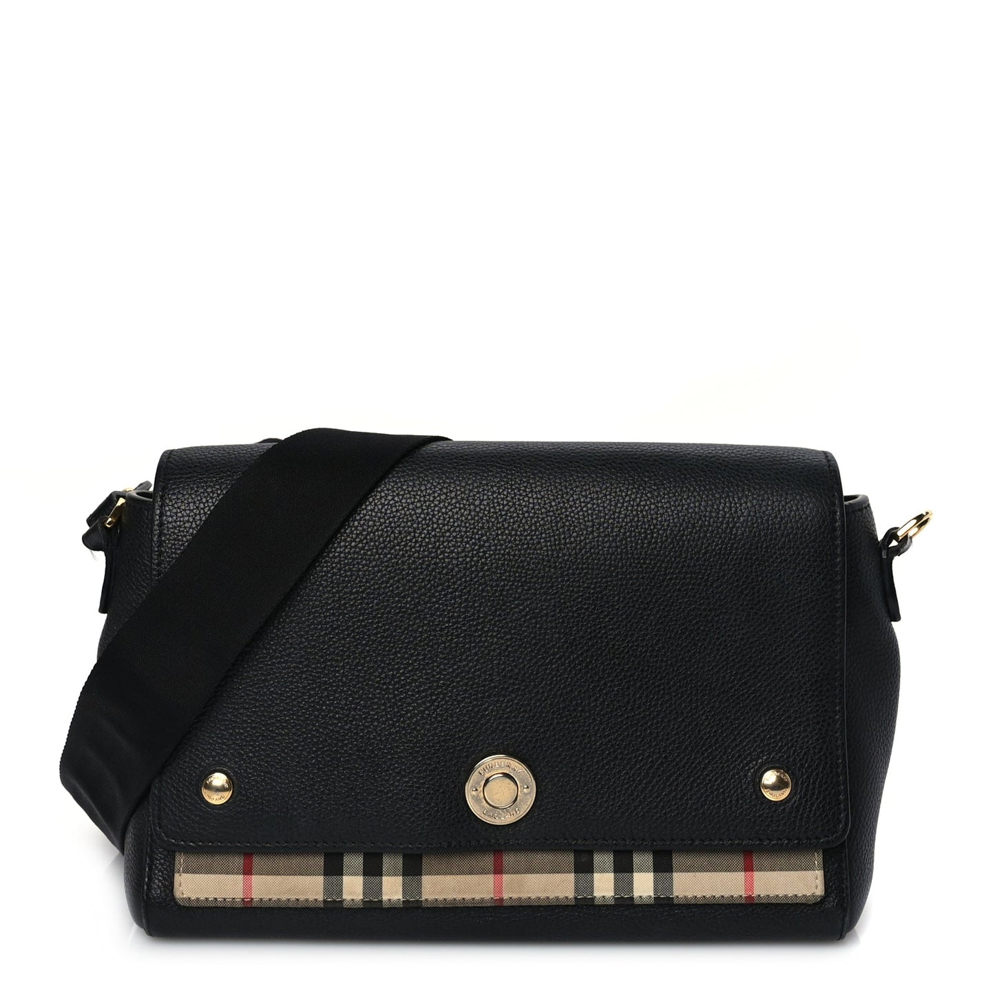 Burberry Grainy Calfskin Vintage Check Note Crossbody Bag Black