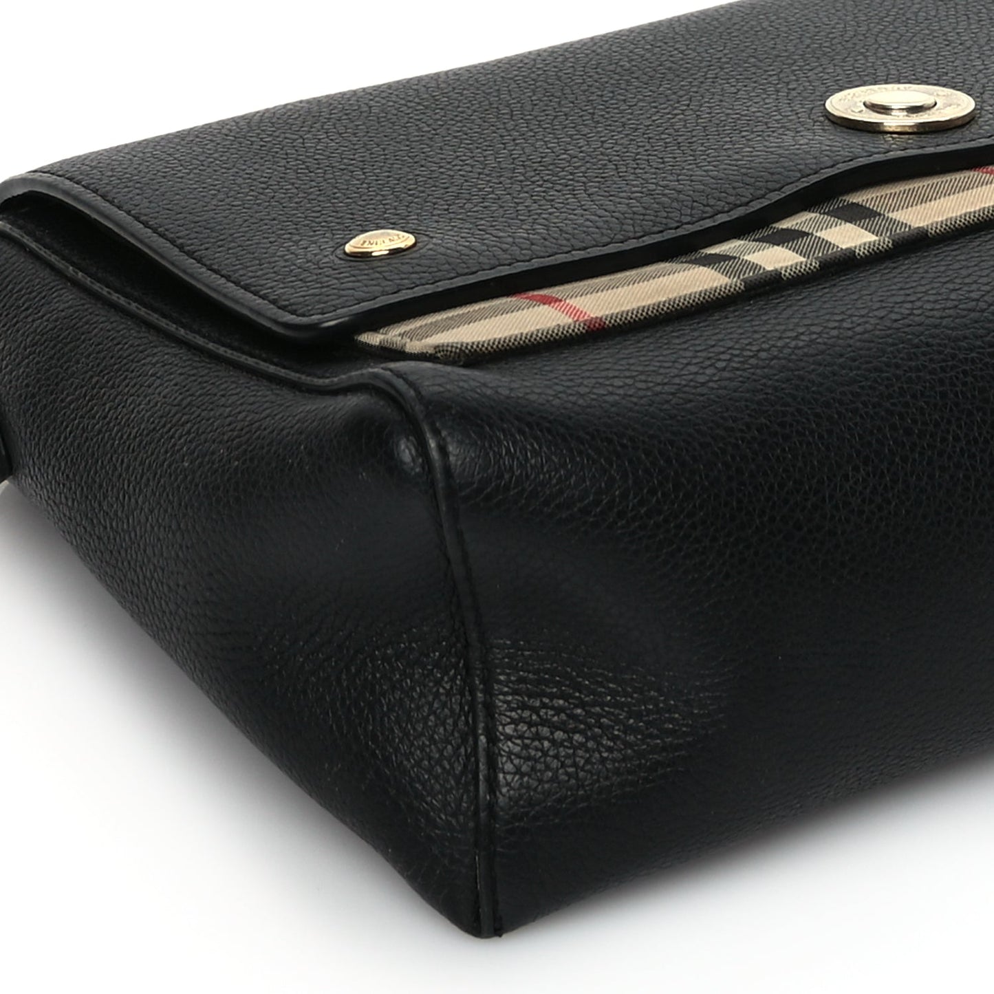 Burberry Grainy Calfskin Vintage Check Note Crossbody Bag Black