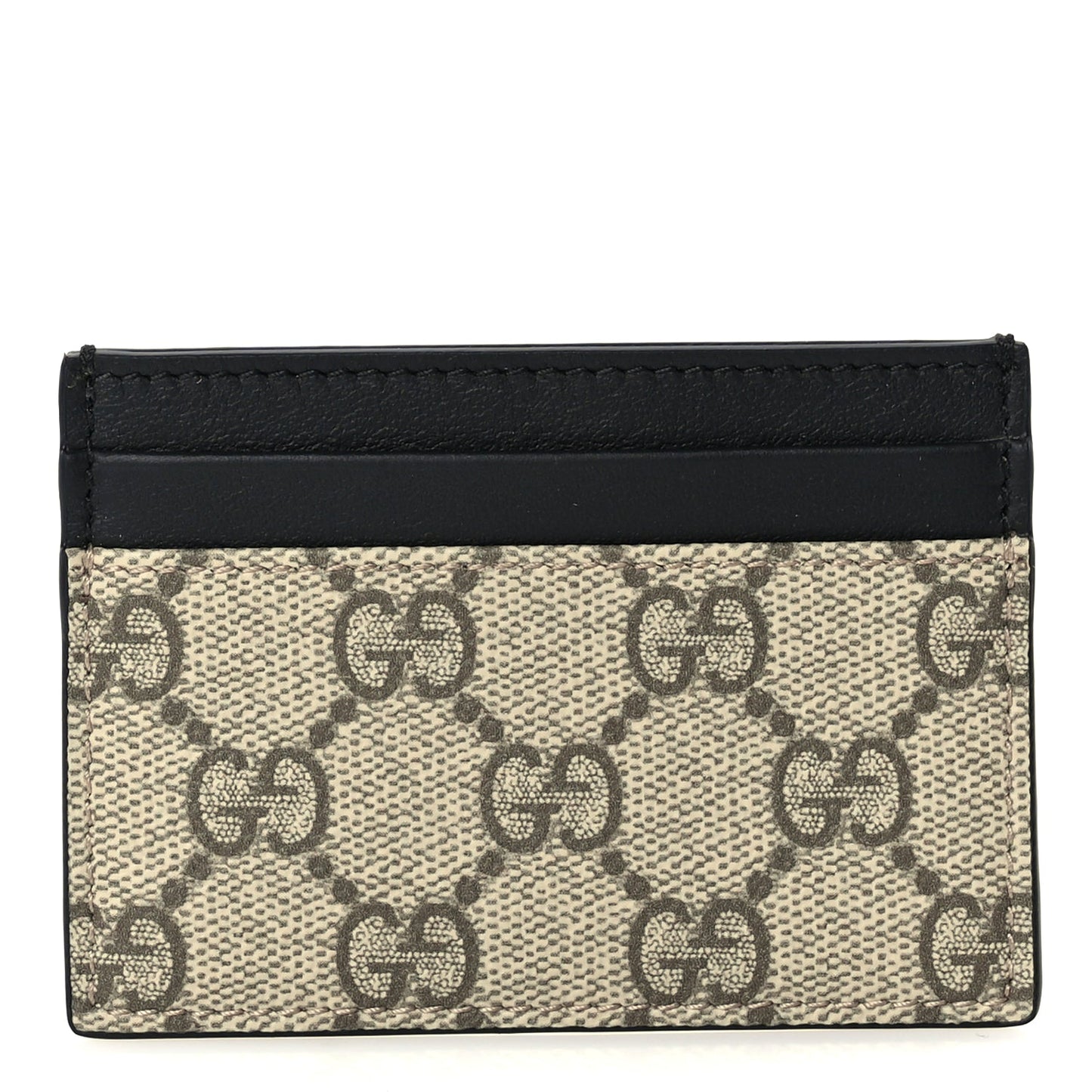 Gucci GG Supreme Monogram Calfskin Card Holder Beige Black
