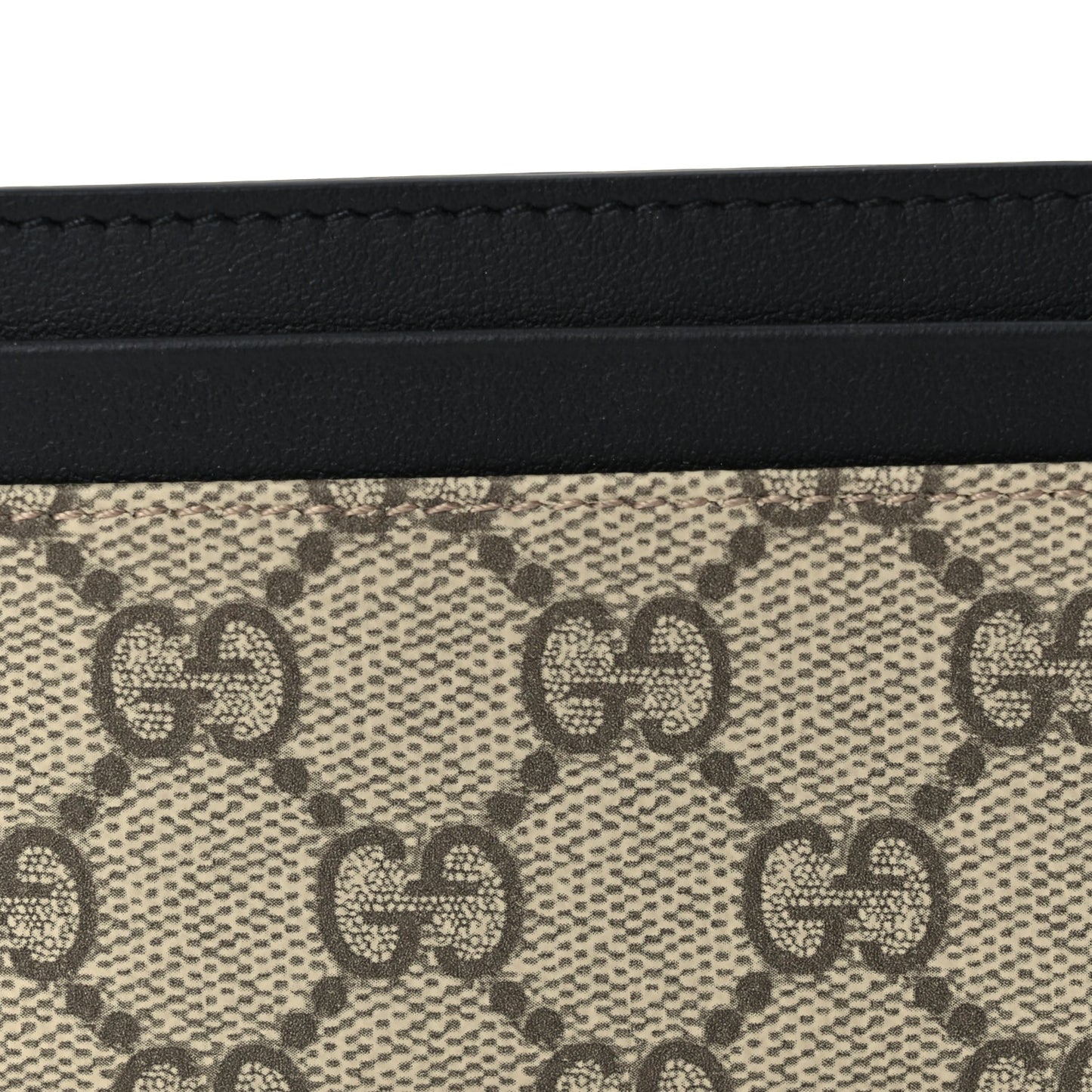 Gucci GG Supreme Monogram Calfskin Card Holder Beige Black