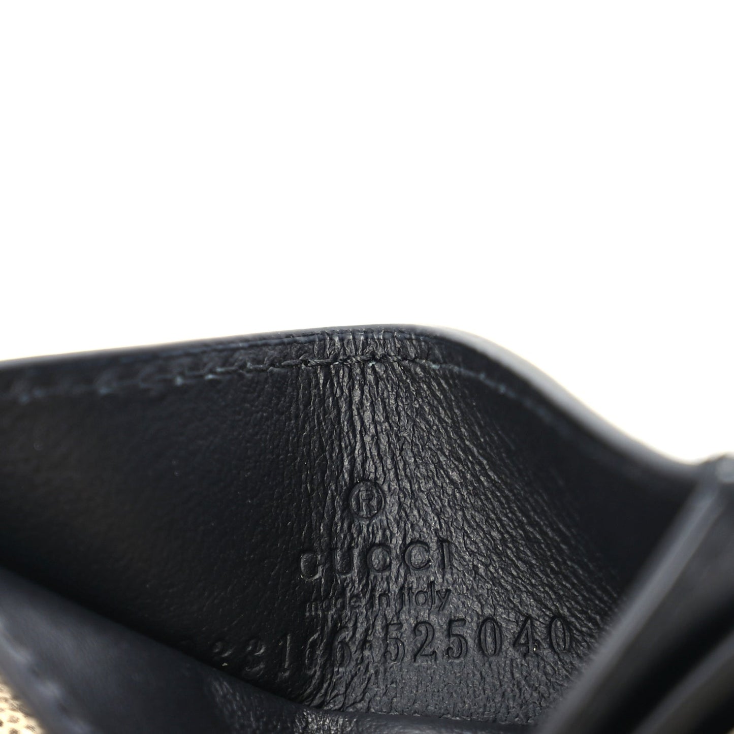 Gucci GG Supreme Monogram Calfskin Card Holder Beige Black