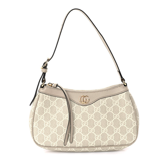 Gucci GG Supreme Monogram Textured Dollar Calfskin Small Ophidia Hobo  Beige/Mystic White/Oatmeal