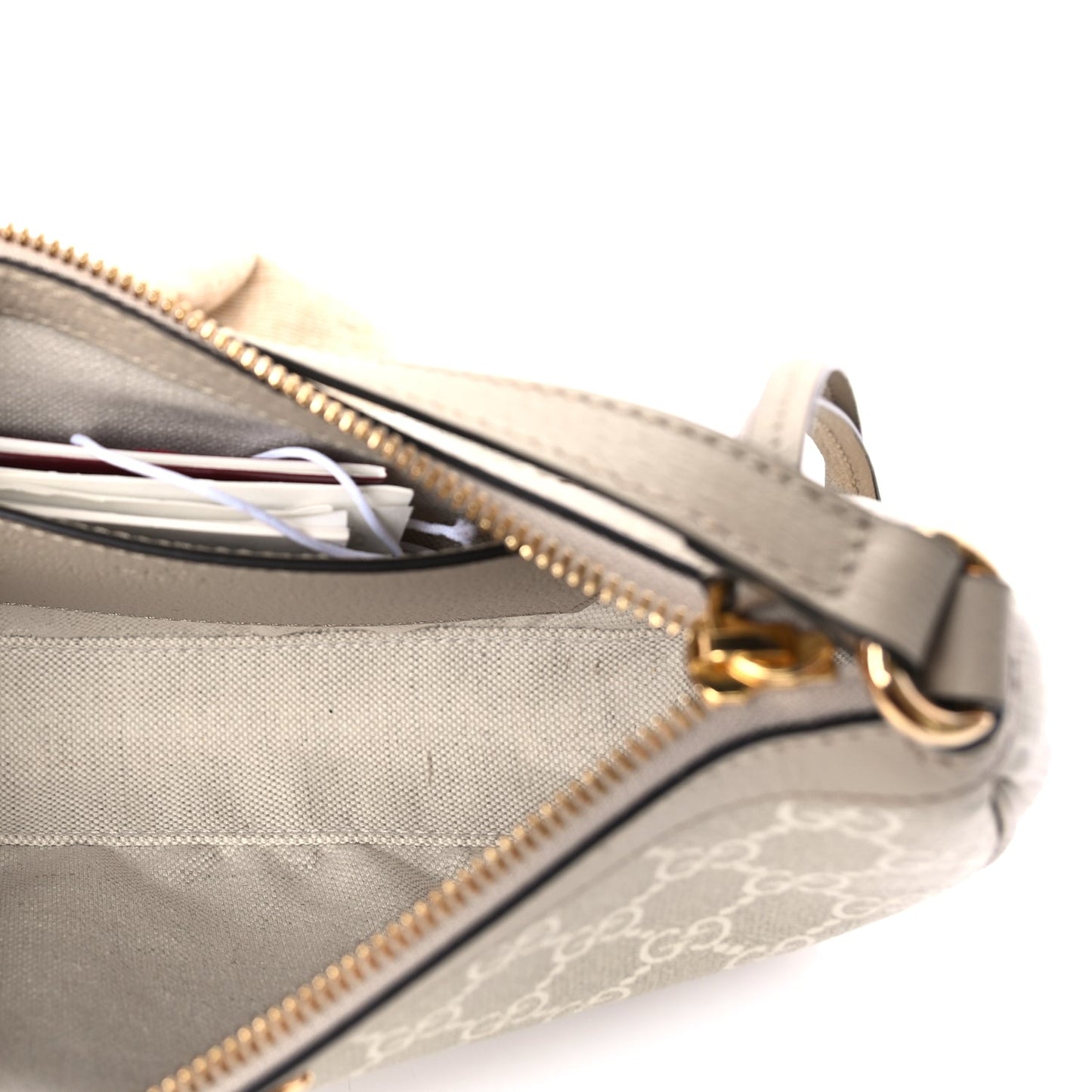 Gucci GG Supreme Monogram Textured Dollar Calfskin Small Ophidia Hobo  Beige/Mystic White/Oatmeal