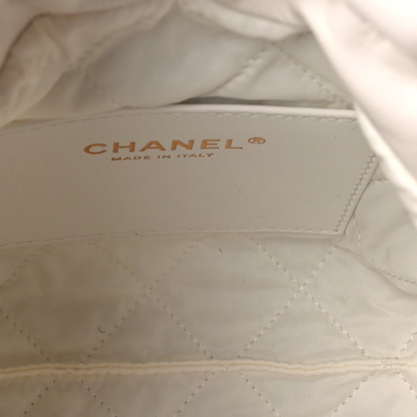 Chanel Shiny Calfskin Eyelet Mini Chanel 22  White