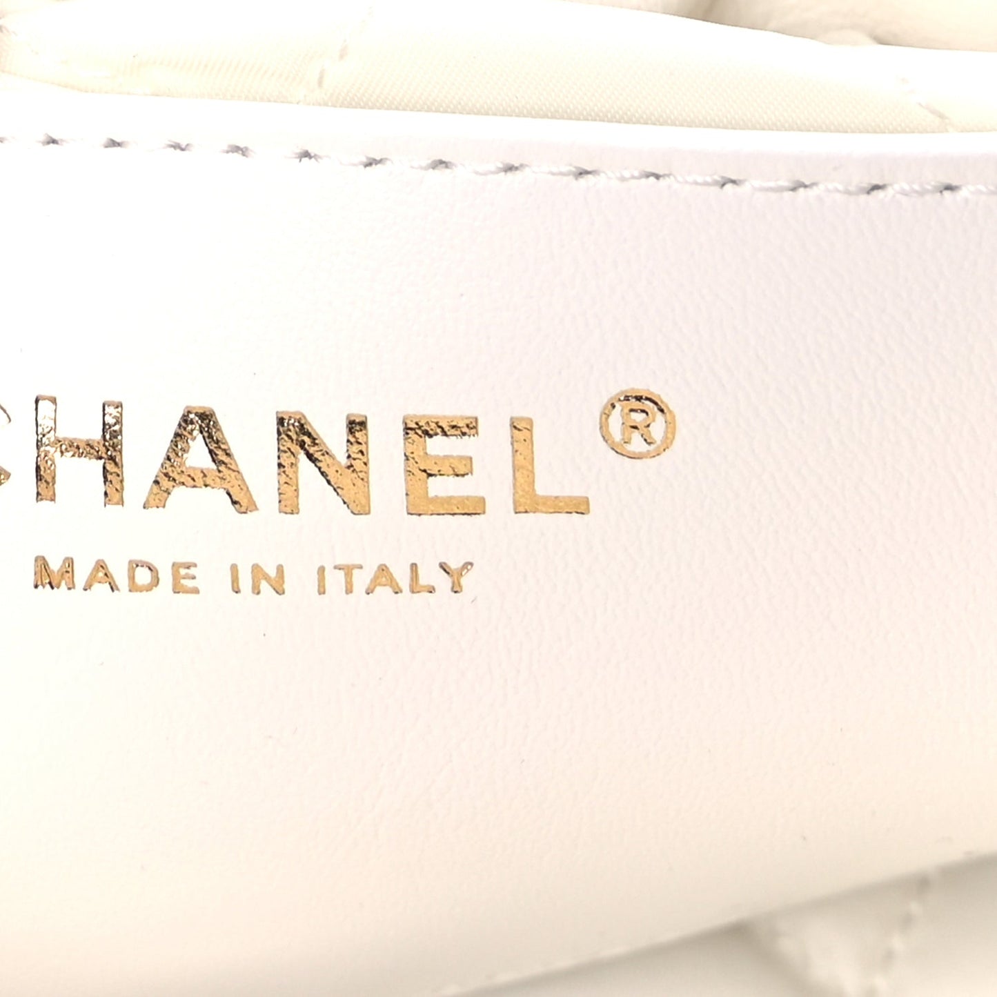 Chanel Shiny Calfskin Eyelet Mini Chanel 22  White