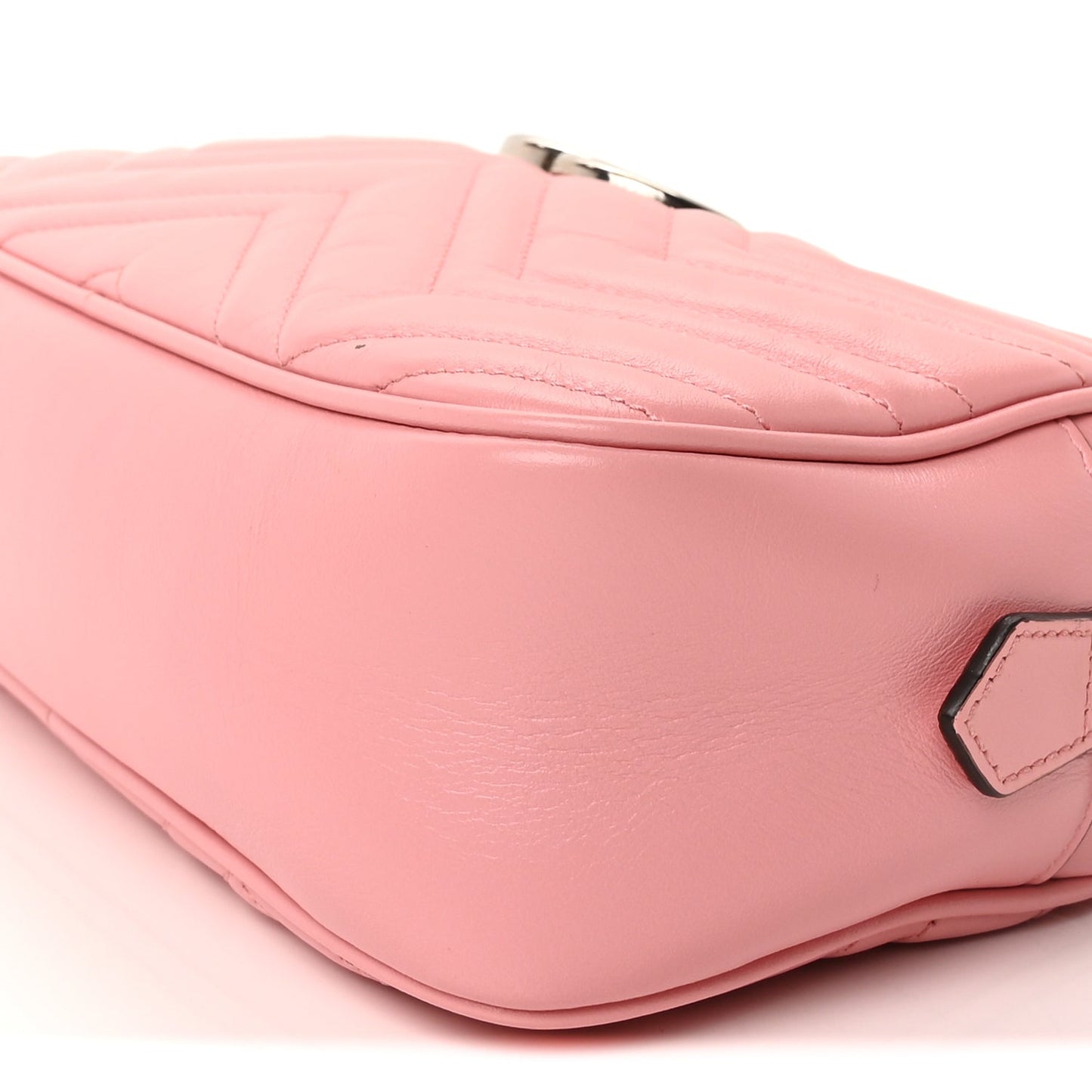 Gucci Calfskin Matelasse Small GG Marmont Chain Shoulder Bag Wild Rose