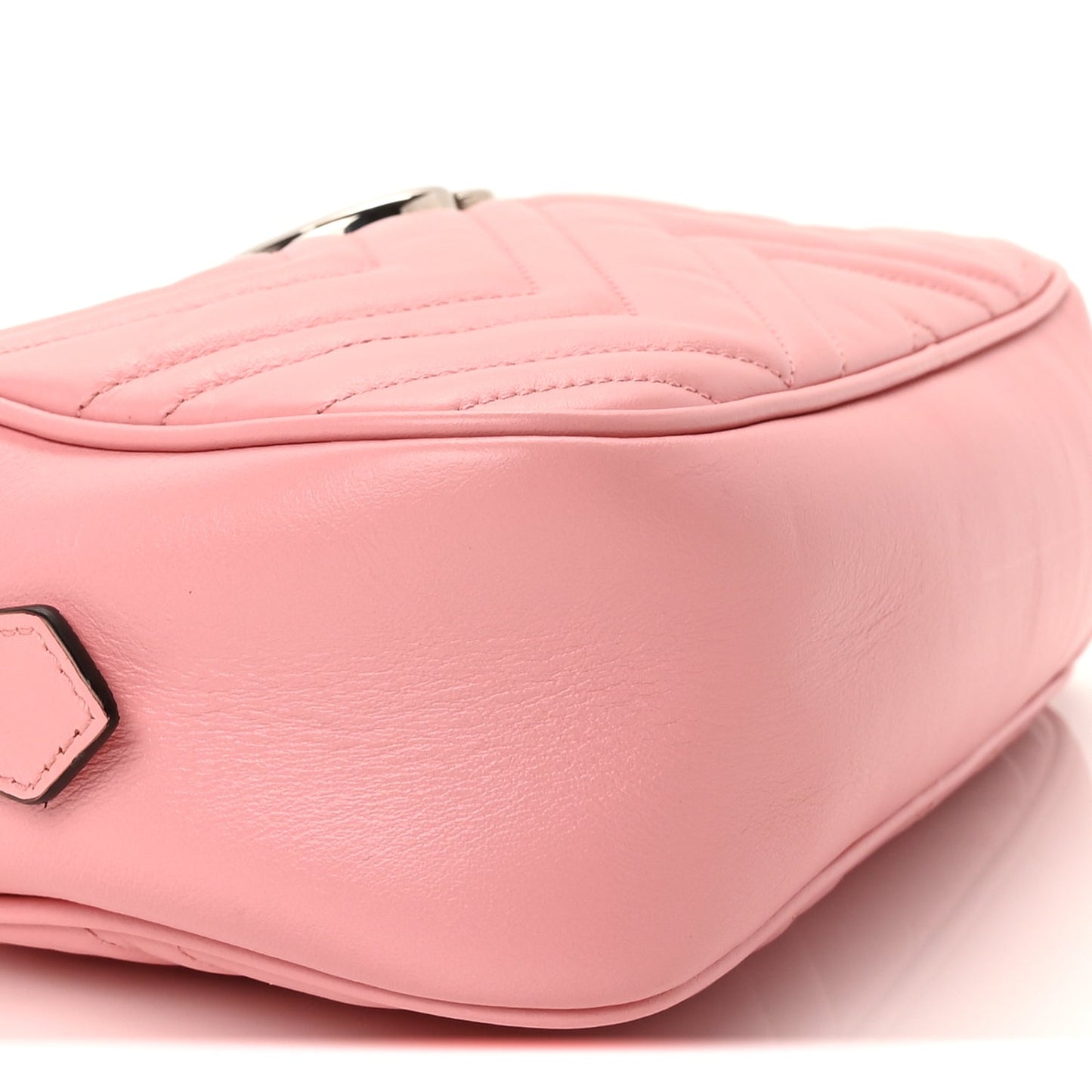 Gucci Calfskin Matelasse Small GG Marmont Chain Shoulder Bag Wild Rose