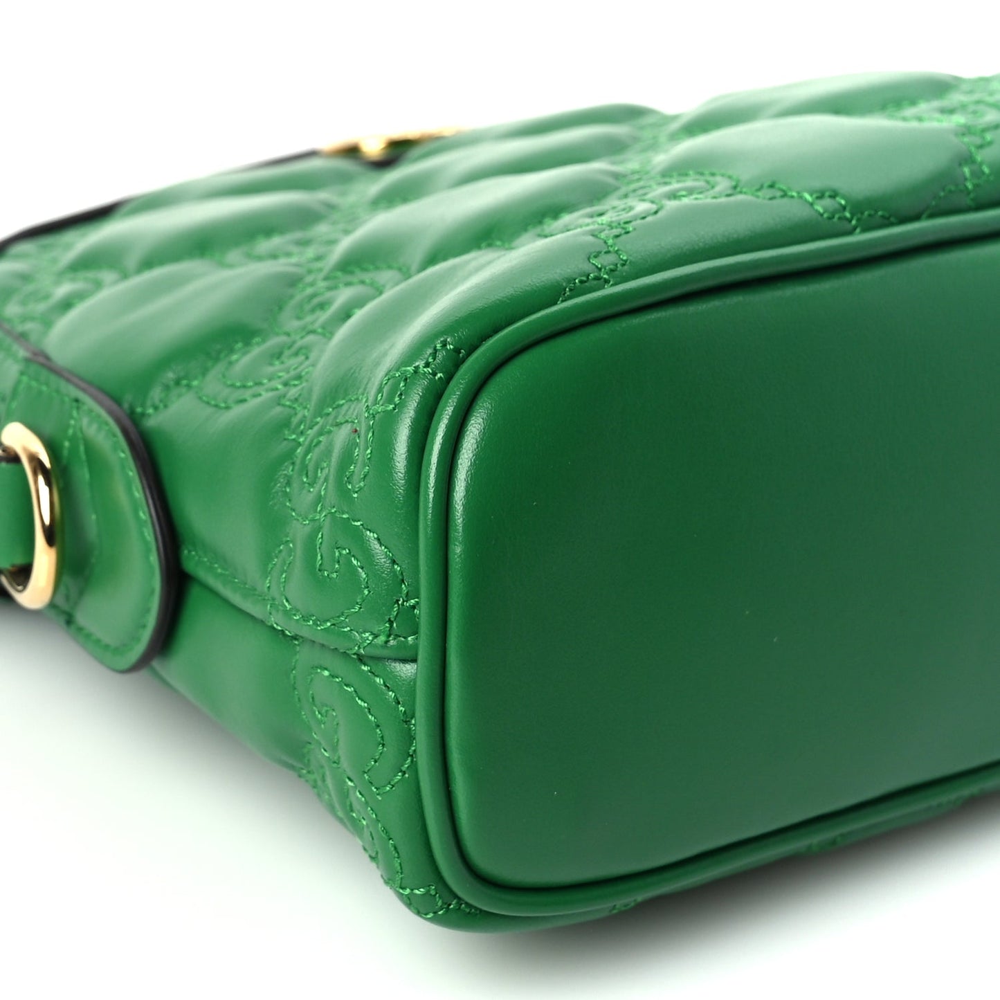 Gucci Calfskin GG Matelasse Small Dome Shoulder Bag Green Natural