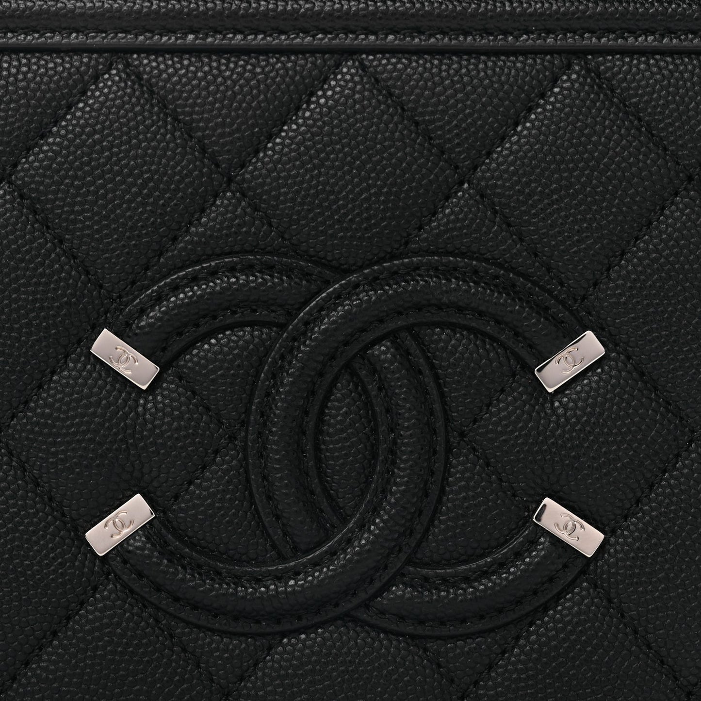 Chanel Caviar Quilted Small CC Filigree Vanity Case Black
