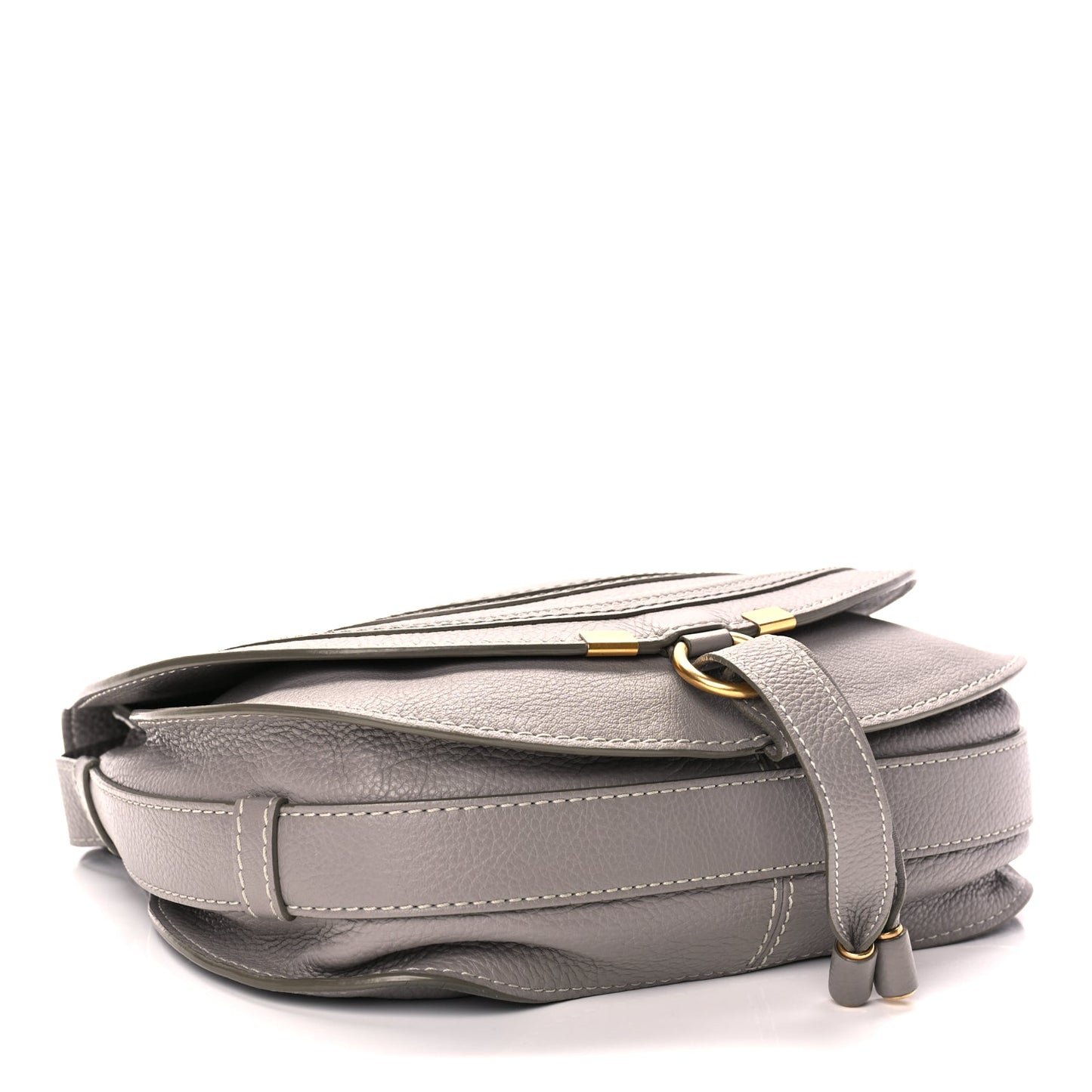 Chloe Grained Calfskin Medium Marcie Saddle Bag Cashmere Grey