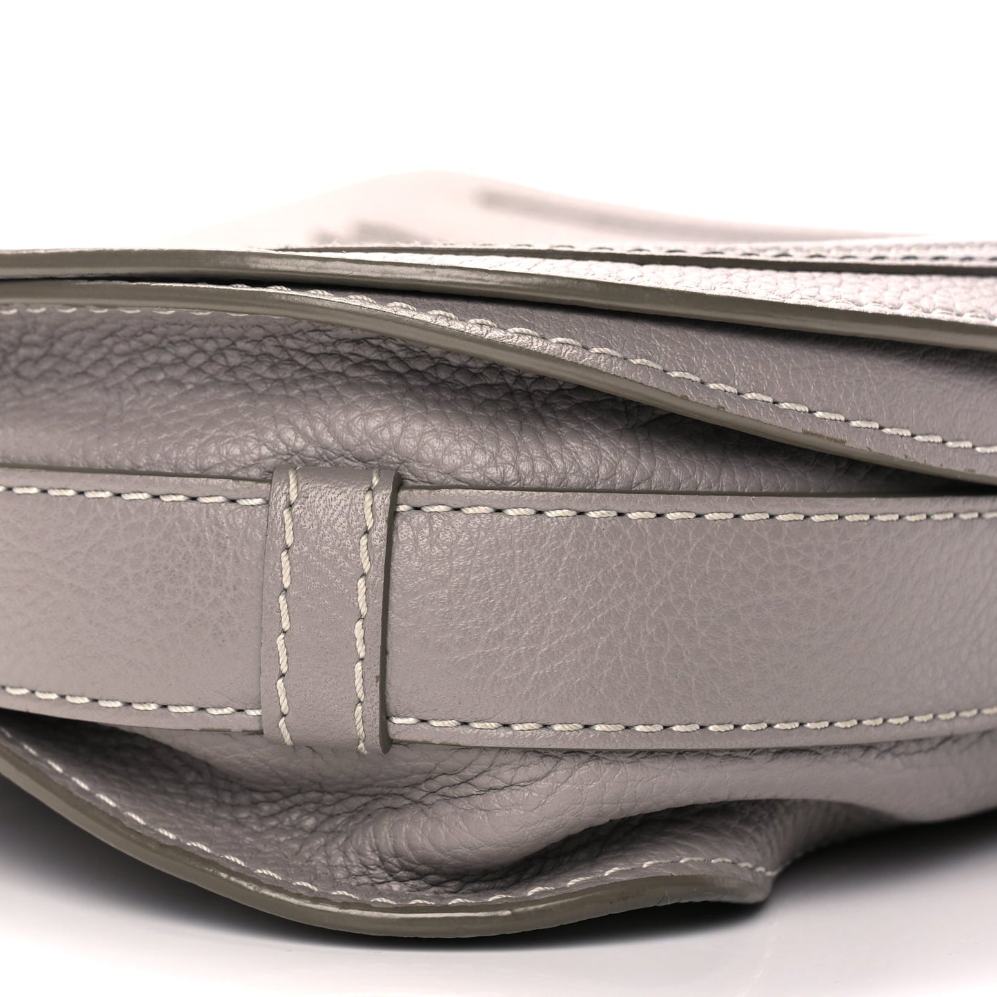 Chloe Grained Calfskin Medium Marcie Saddle Bag Cashmere Grey