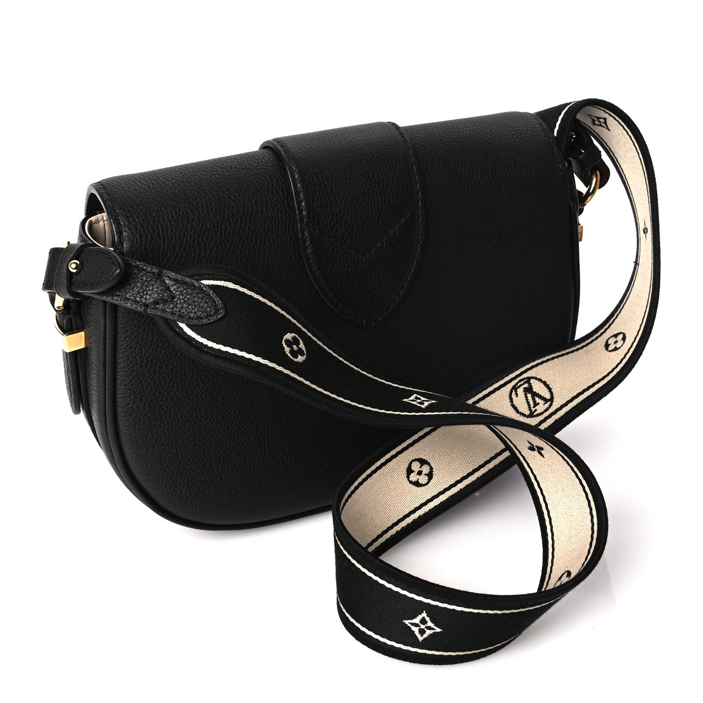 Louis Vuitton Grained Calfskin LV Pont 9 Soft MM Black
