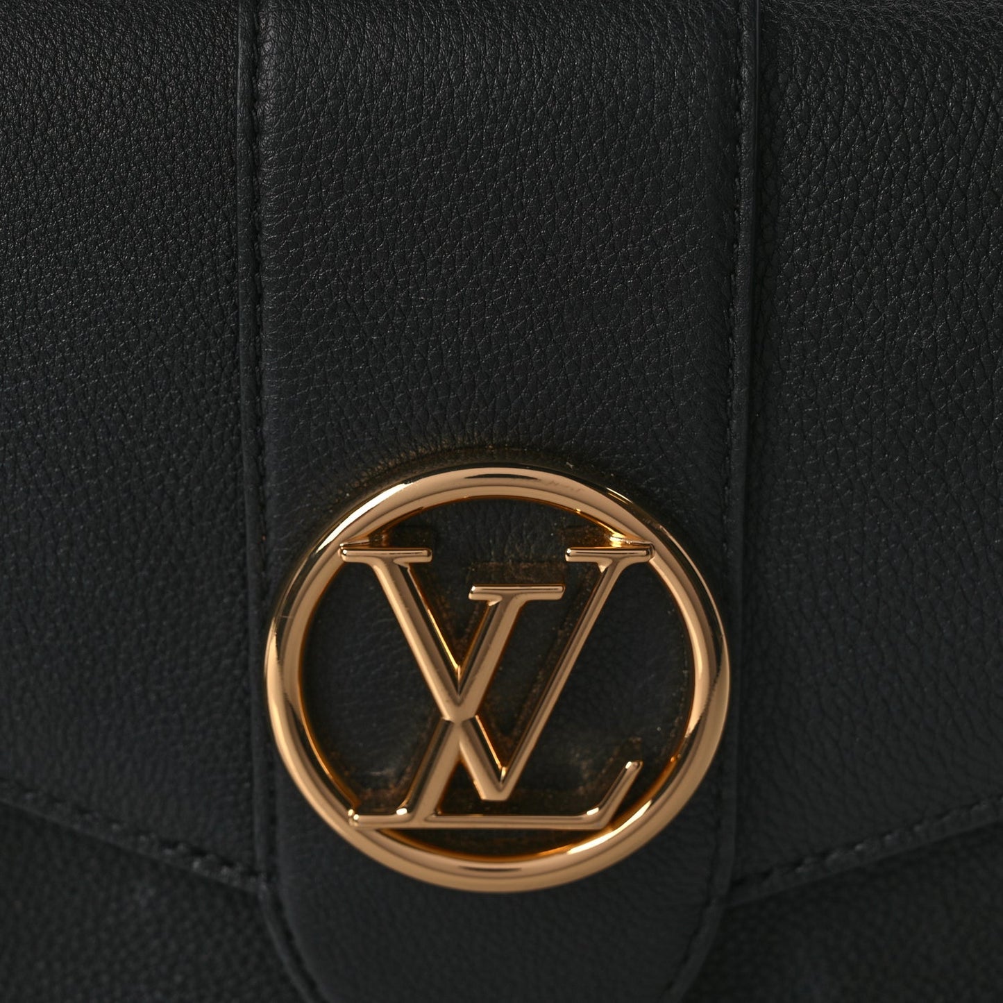 Louis Vuitton Grained Calfskin LV Pont 9 Soft MM Black
