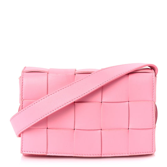 Bottega Veneta Lambskin Maxi Intreccio Small Cassette Crossbody Bag Ribbon