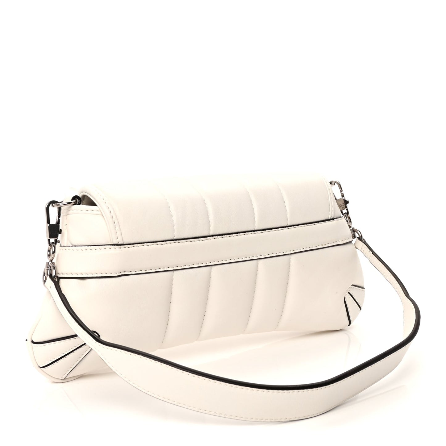 Gucci Nappa Vertical Matelasse Small Maxi Horsebit Chain Shoulder Bag Great White