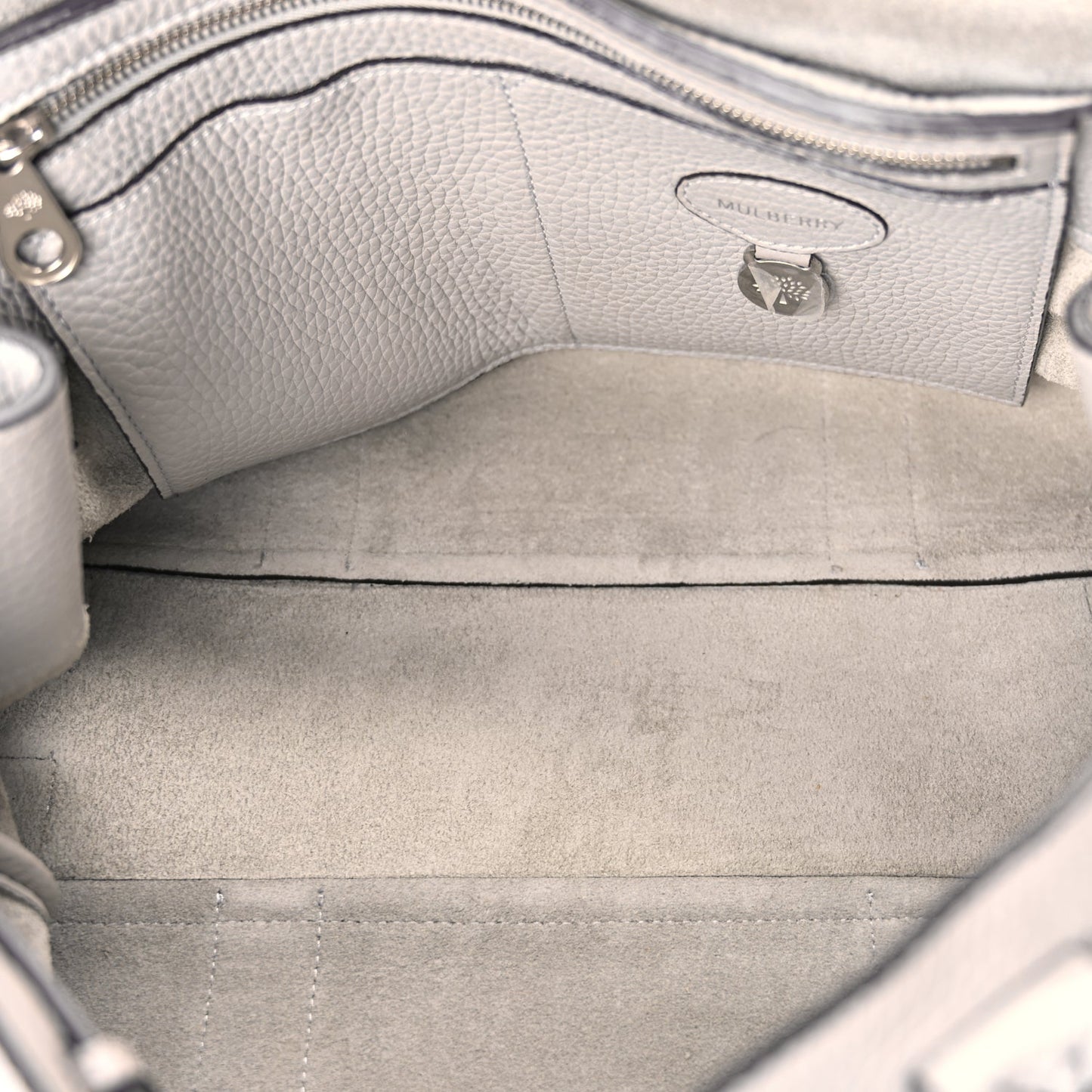 Mulberry Small Classic Grain Bayswater Pale Grey