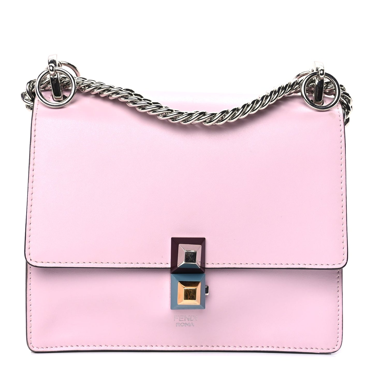 Fendi Vitello Liberty Studded Small Kan I Shoulder Bag   Peonia Multicolor