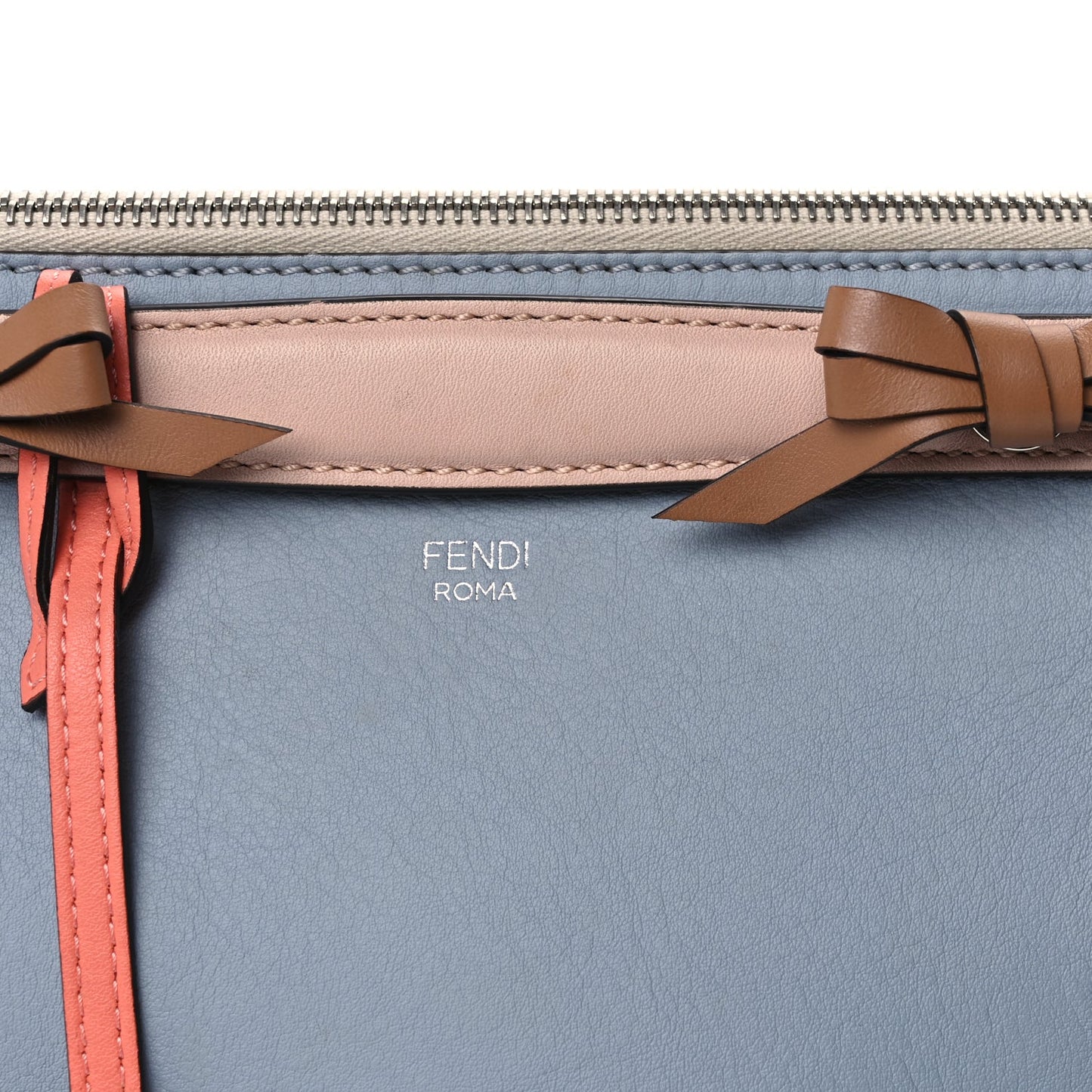 Fendi Vitello Dolce Knotted Medium By The Way Boston Bag  Polvere Orzo Multicolor