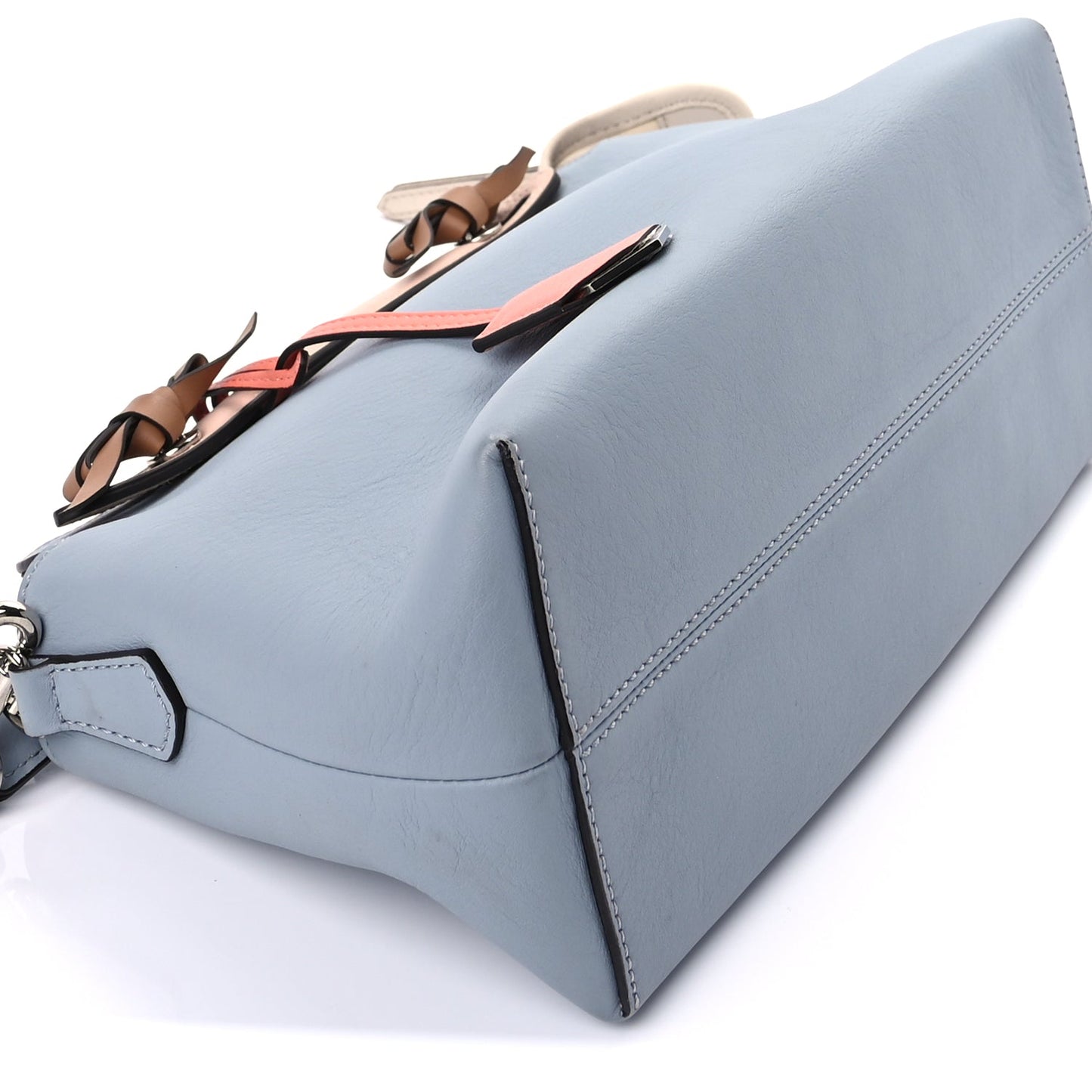Fendi Vitello Dolce Knotted Medium By The Way Boston Bag  Polvere Orzo Multicolor