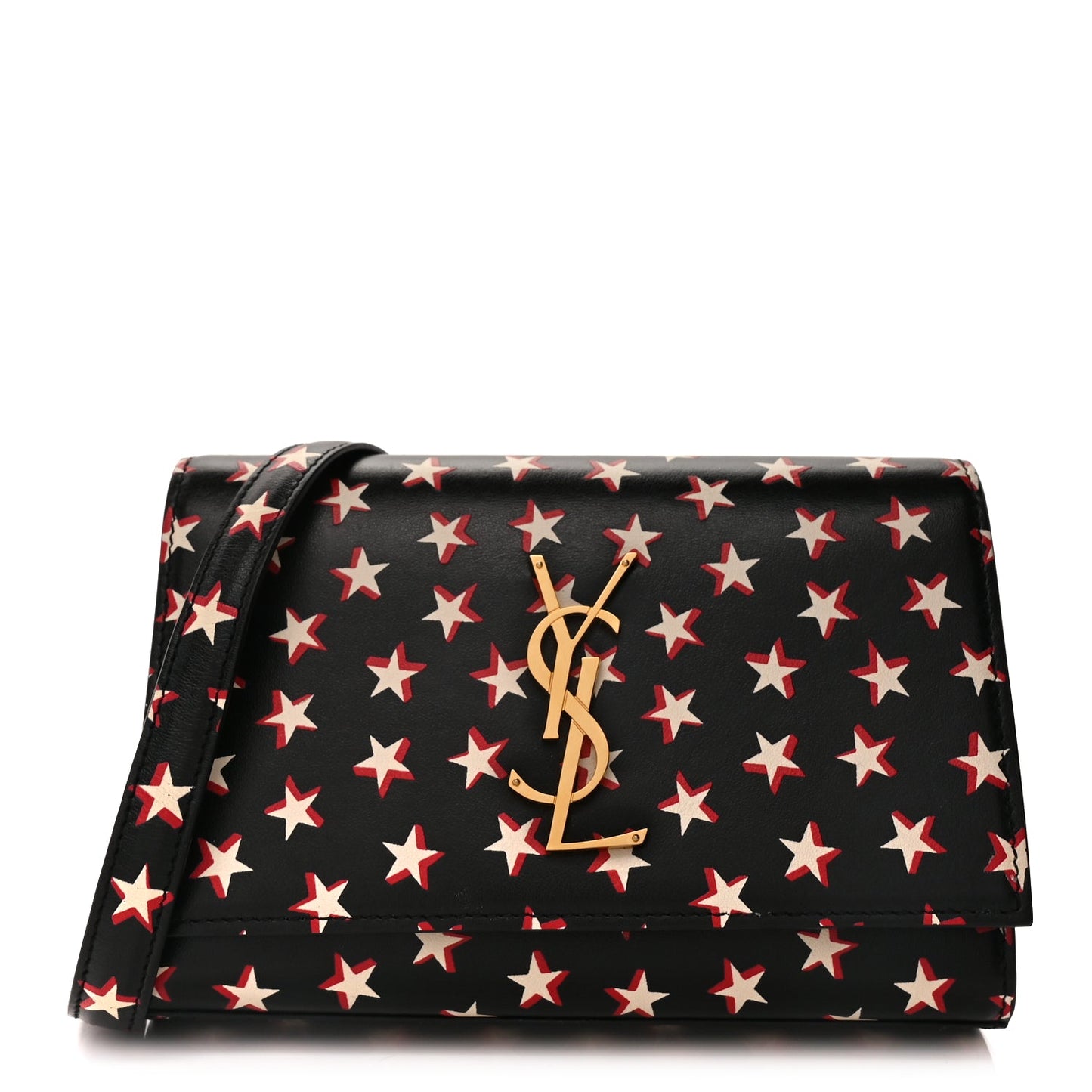 Saint Laurent Smooth Calfskin Star Print Monogram Kate Belt Bag  Ivory Red