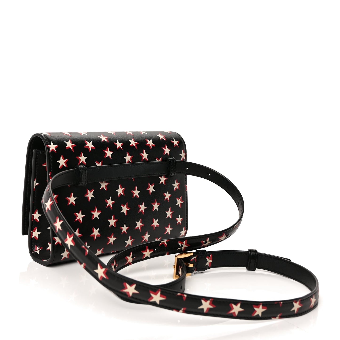 Saint Laurent Smooth Calfskin Star Print Monogram Kate Belt Bag  Ivory Red