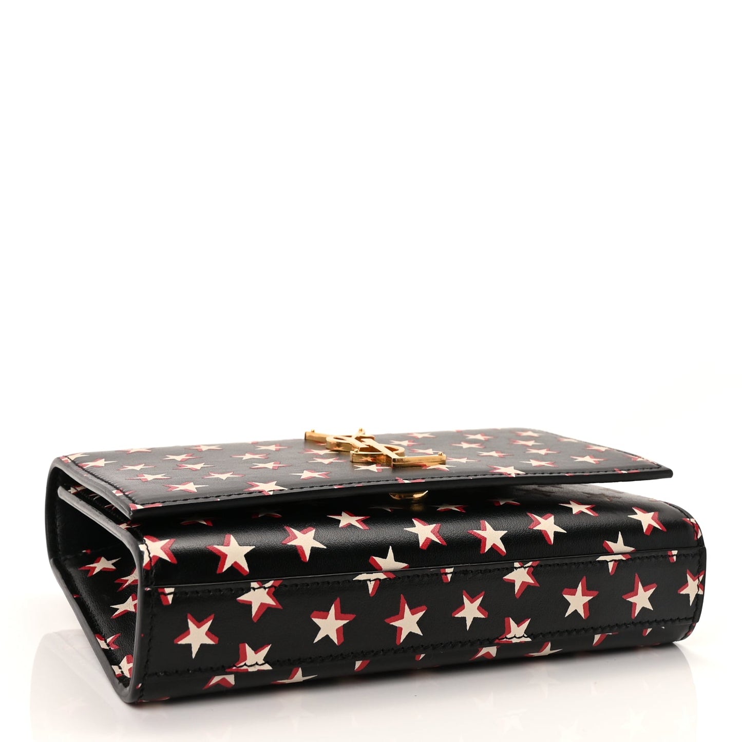Saint Laurent Smooth Calfskin Star Print Monogram Kate Belt Bag  Ivory Red
