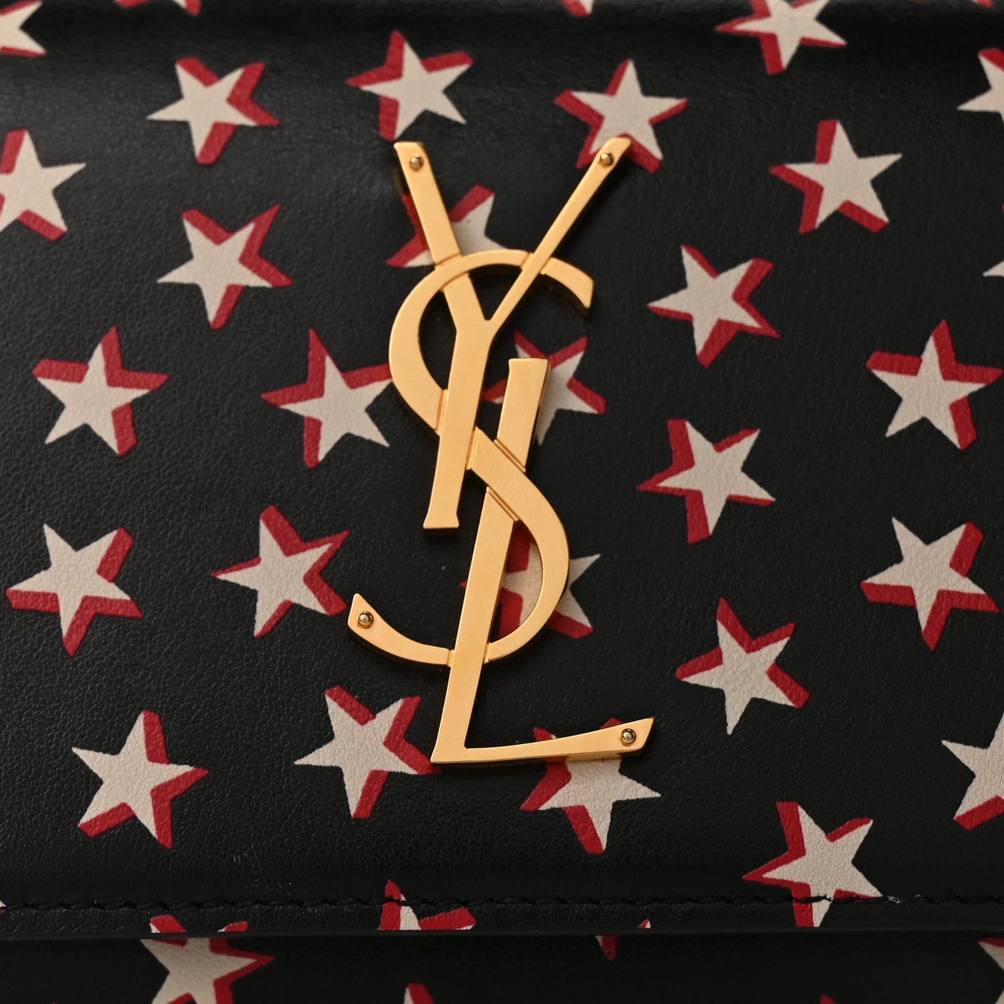 Saint Laurent Smooth Calfskin Star Print Monogram Kate Belt Bag  Ivory Red