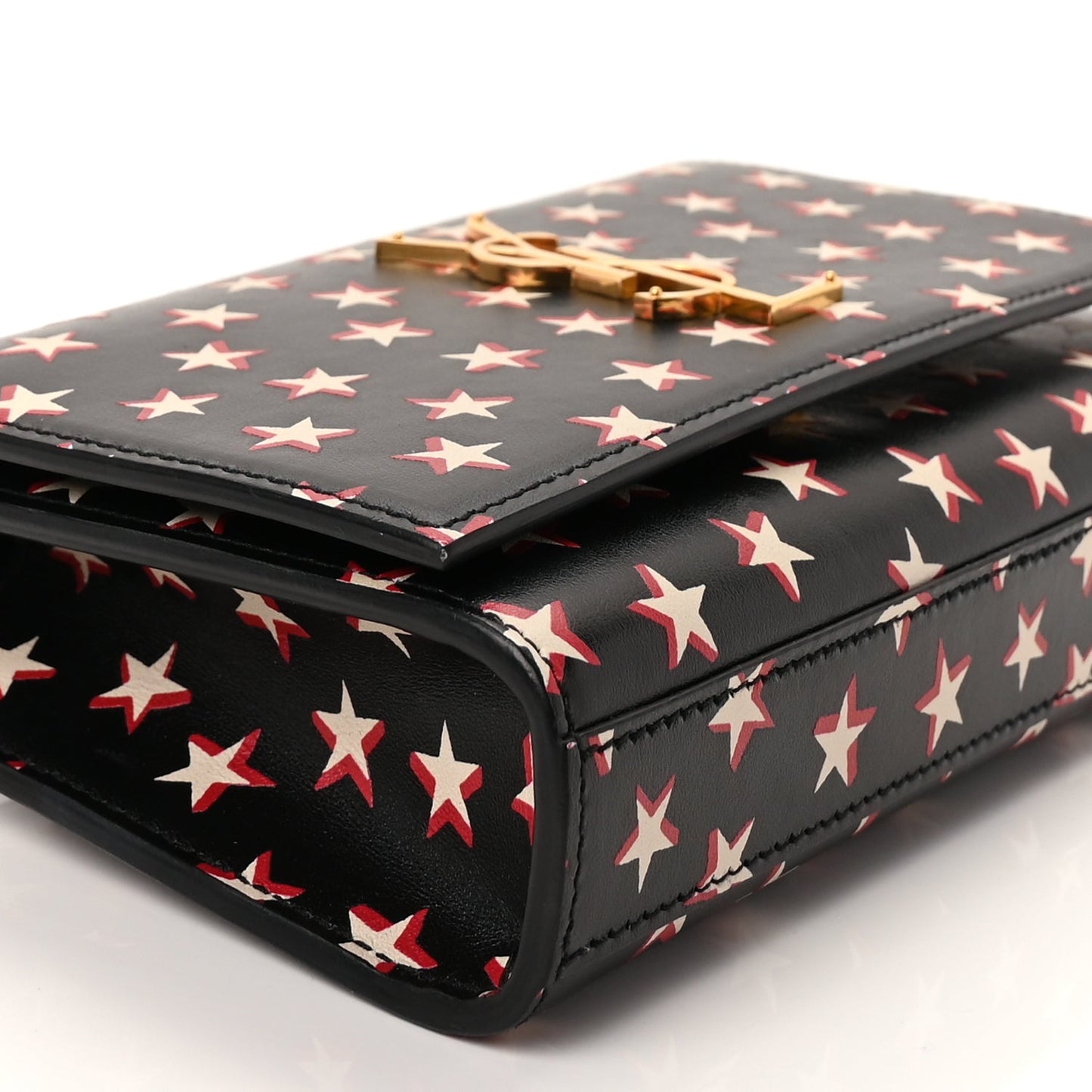 Saint Laurent Smooth Calfskin Star Print Monogram Kate Belt Bag  Ivory Red
