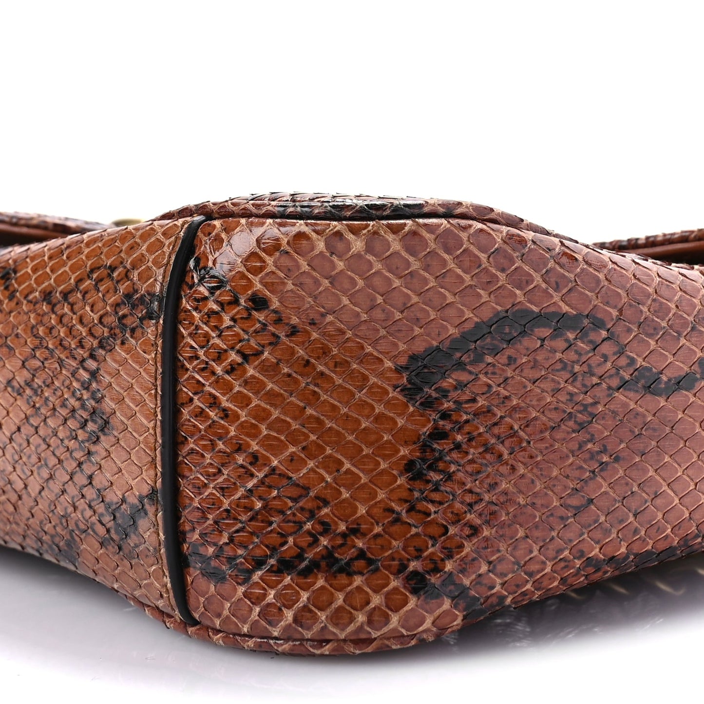 Gucci Snakeskin Matelasse Small GG Marmont Shoulder Bag Brown