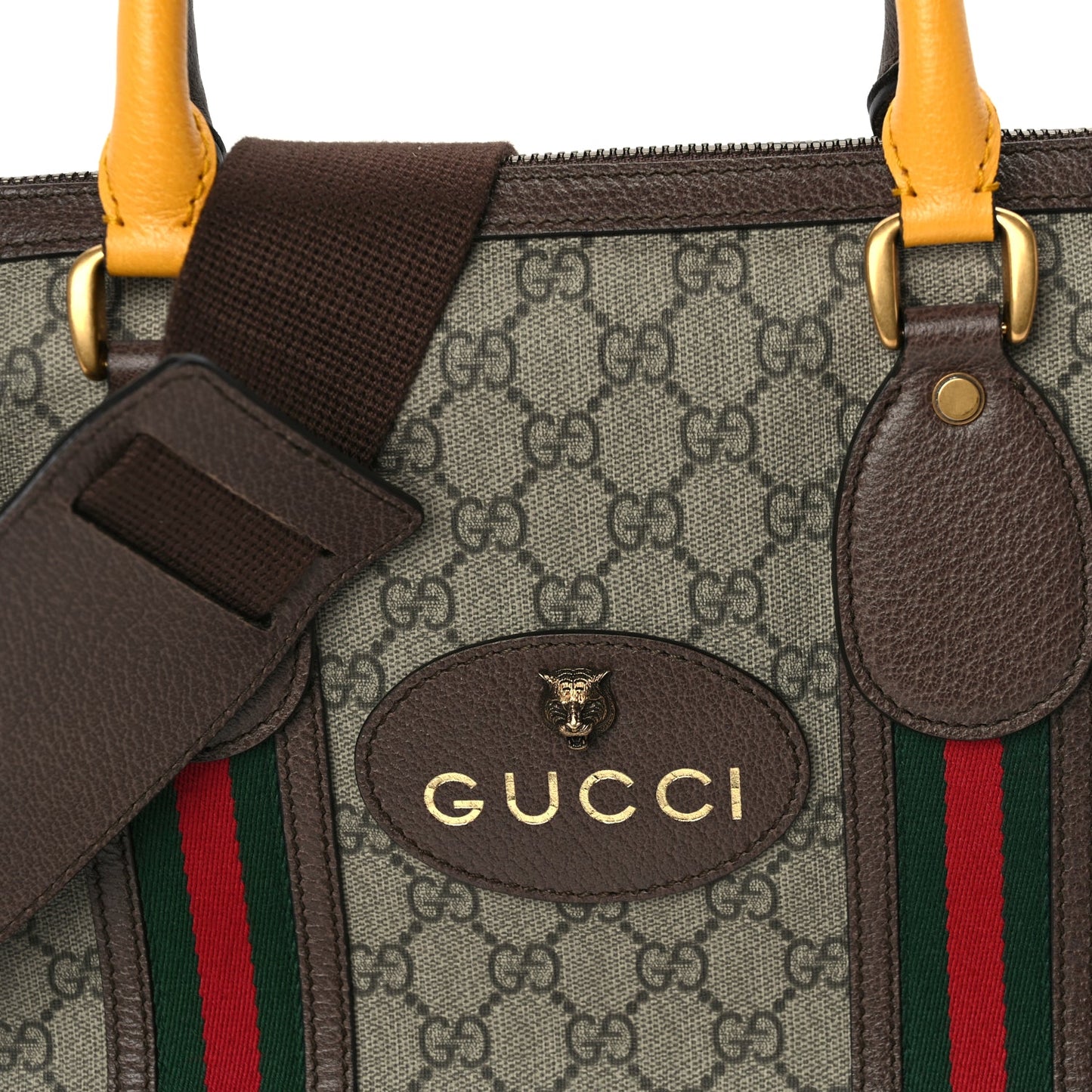 Gucci Soft GG Supreme Monogram Web Neo Vintage Duffle Bag Beige New Acero Crop
