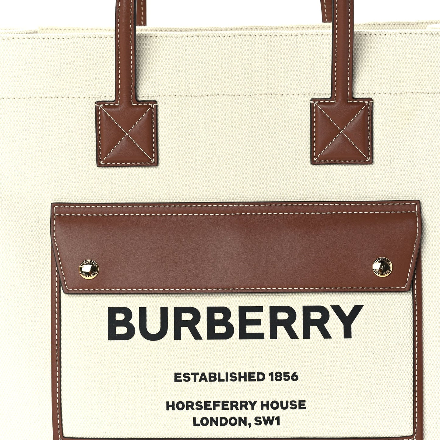 Burberry Canvas Smooth Calfskin Medium Two Tone Freya Tote Brown