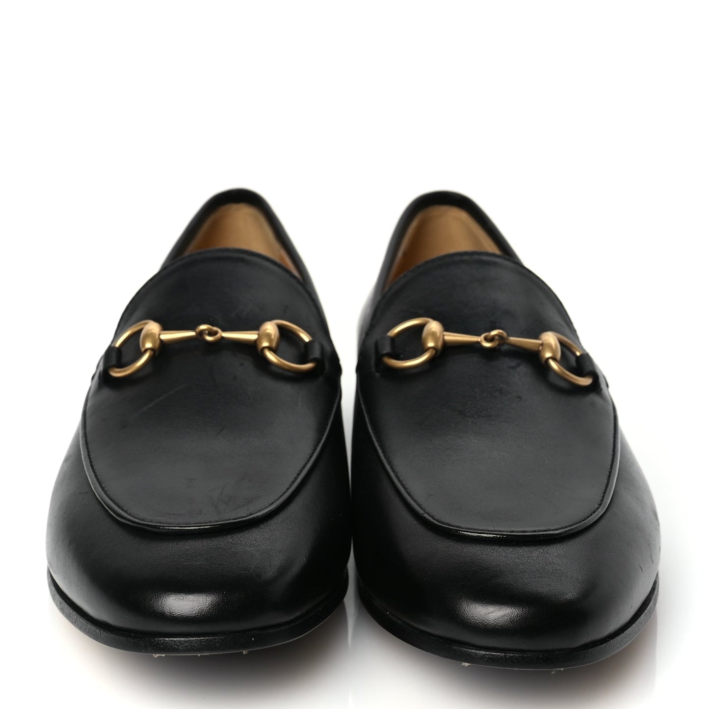Gucci Calfskin Womens Jordaan Loafers 37.5 Black