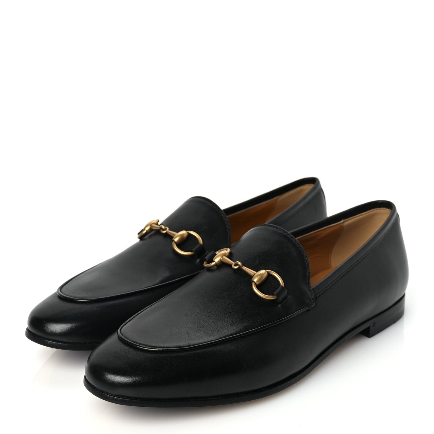 Gucci Calfskin Womens Jordaan Loafers 37.5 Black