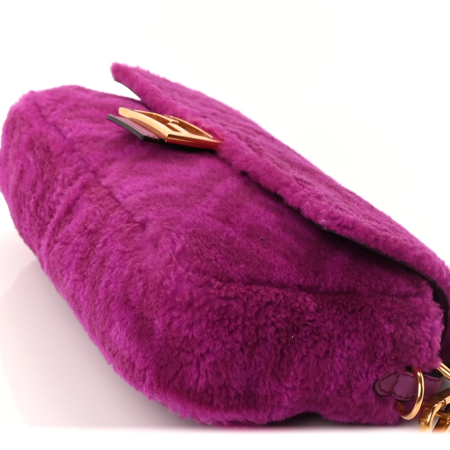 Fendi Shearling Vitello Dolce Macro FF 1974 Baguette  Bouganville
