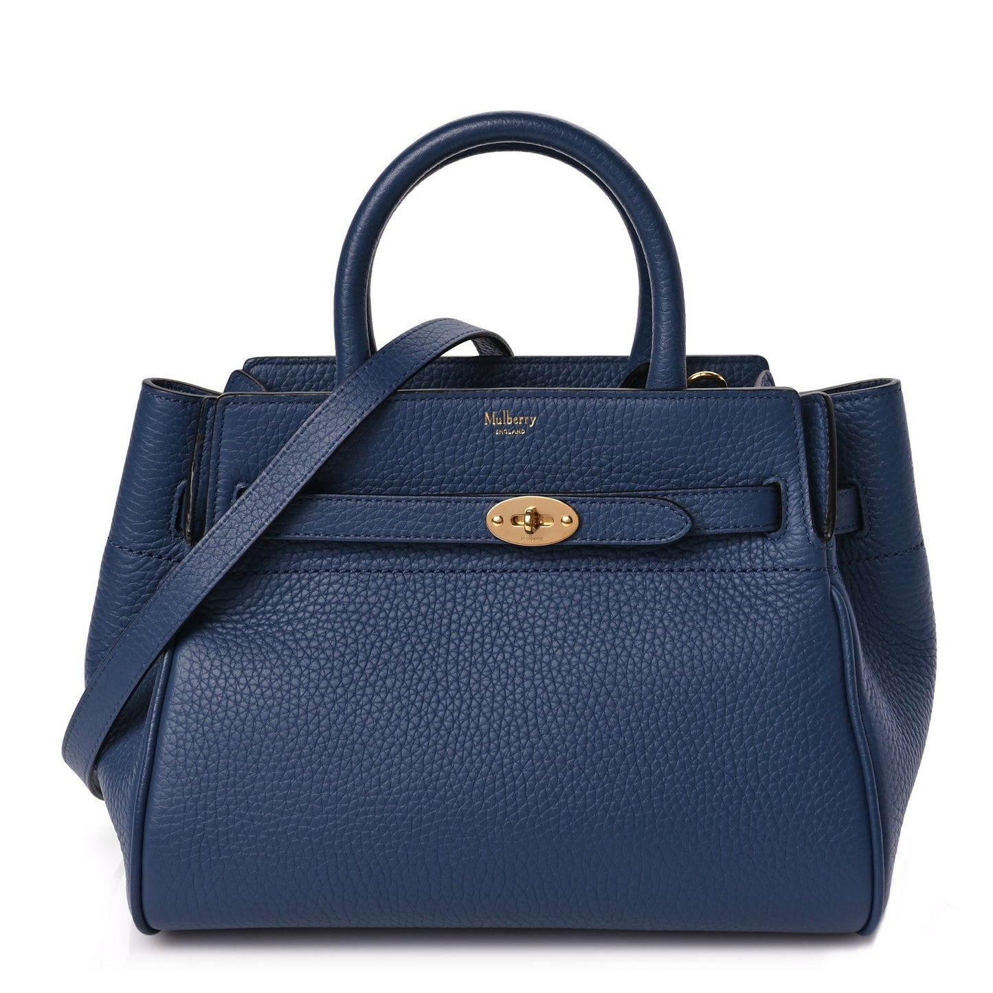 Mulberry Heavy Grain Small Belted Bayswater Tote Pale Navy