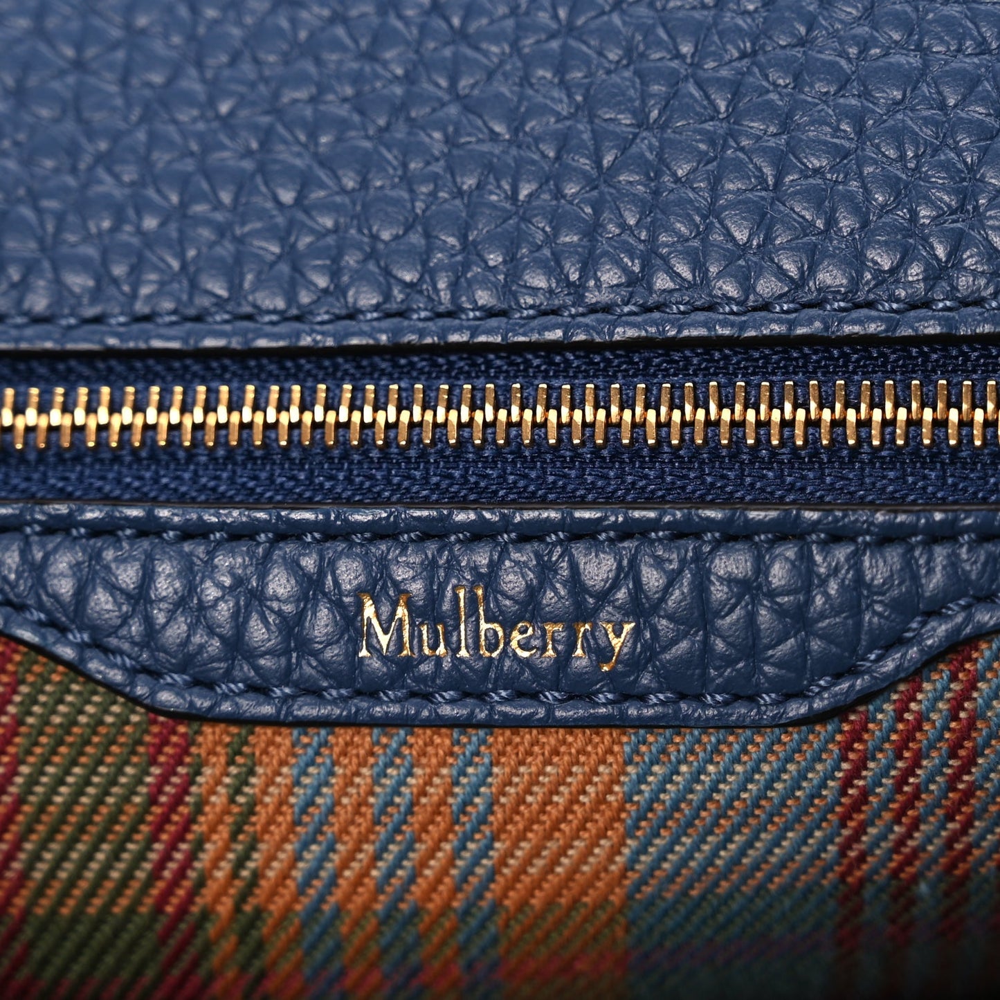 Mulberry Heavy Grain Small Belted Bayswater Tote Pale Navy