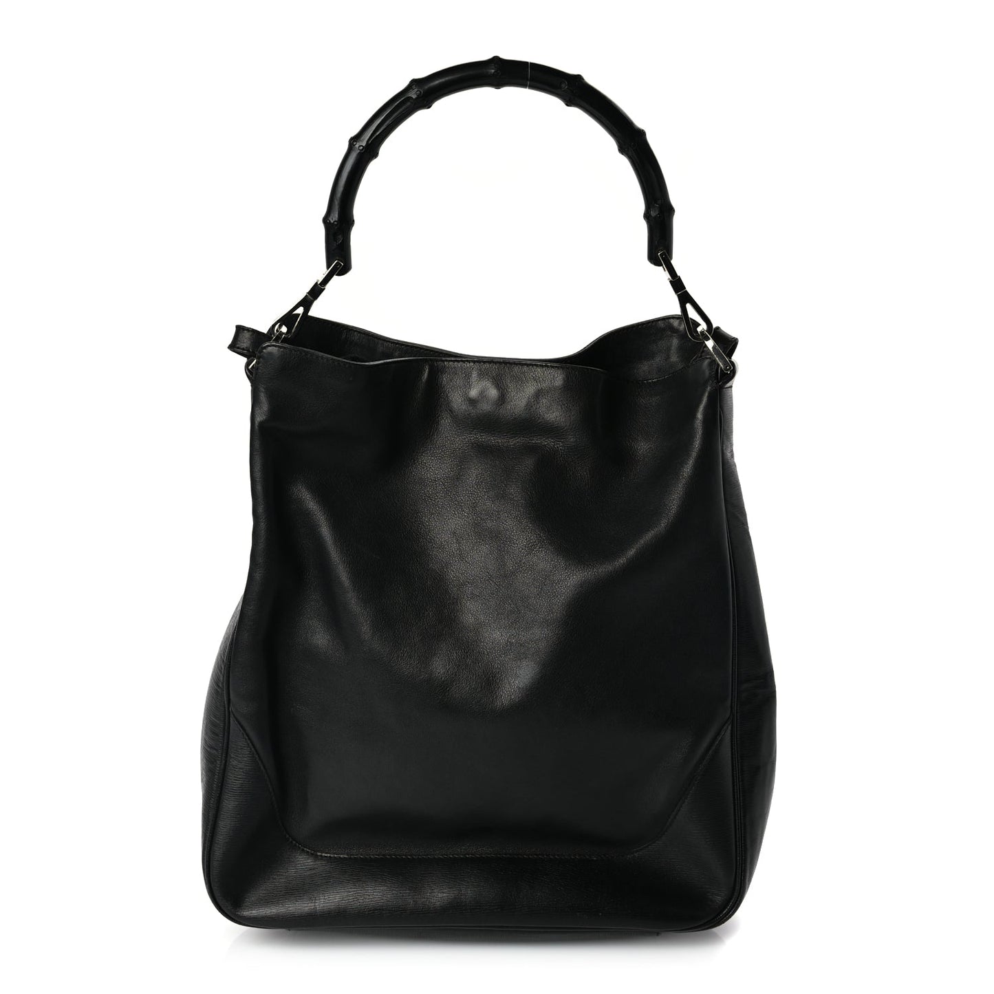 Gucci Calfskin Bamboo Shoulder Bag Black