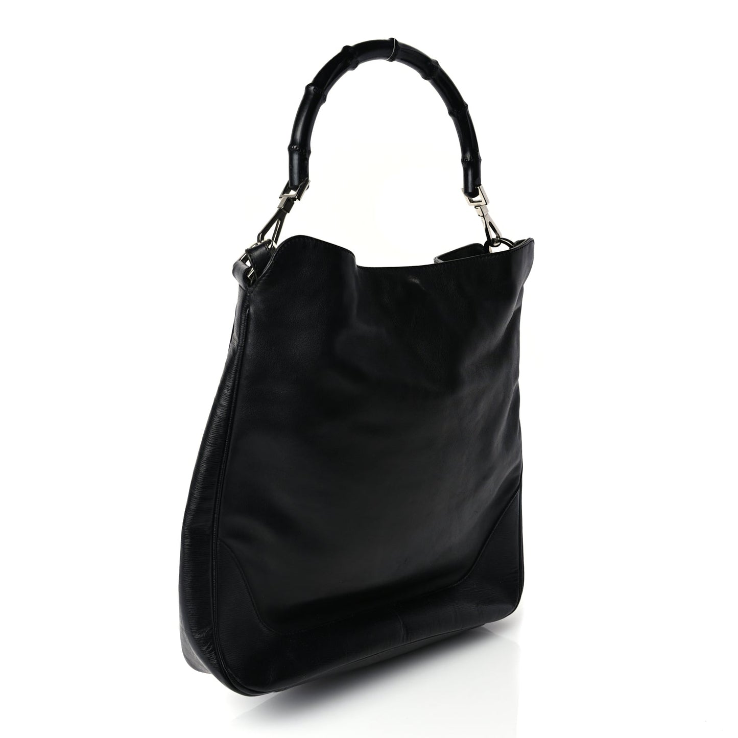 Gucci Calfskin Bamboo Shoulder Bag Black