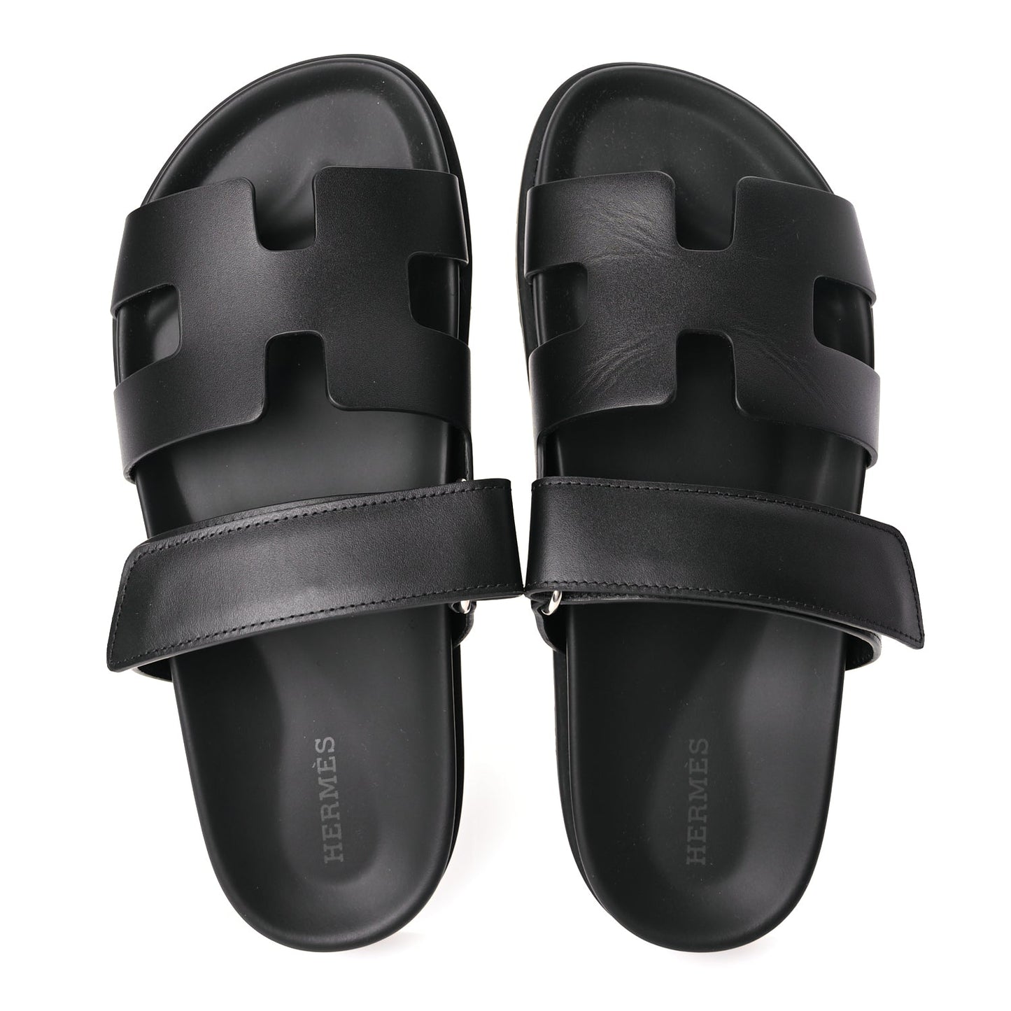 Hermes Calfskin Womens Chypre Sandals 38 Black