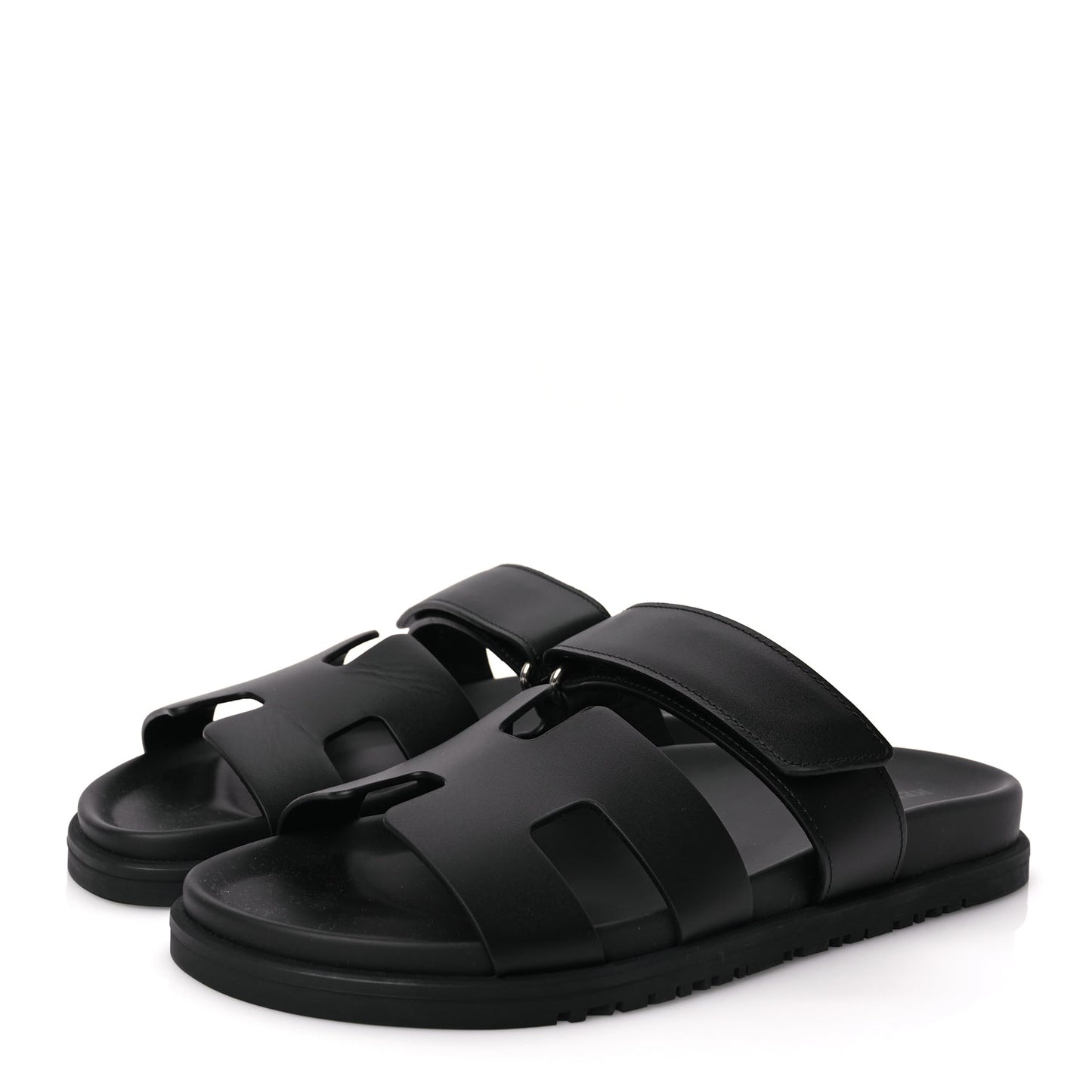 Hermes Calfskin Womens Chypre Sandals 38 Black