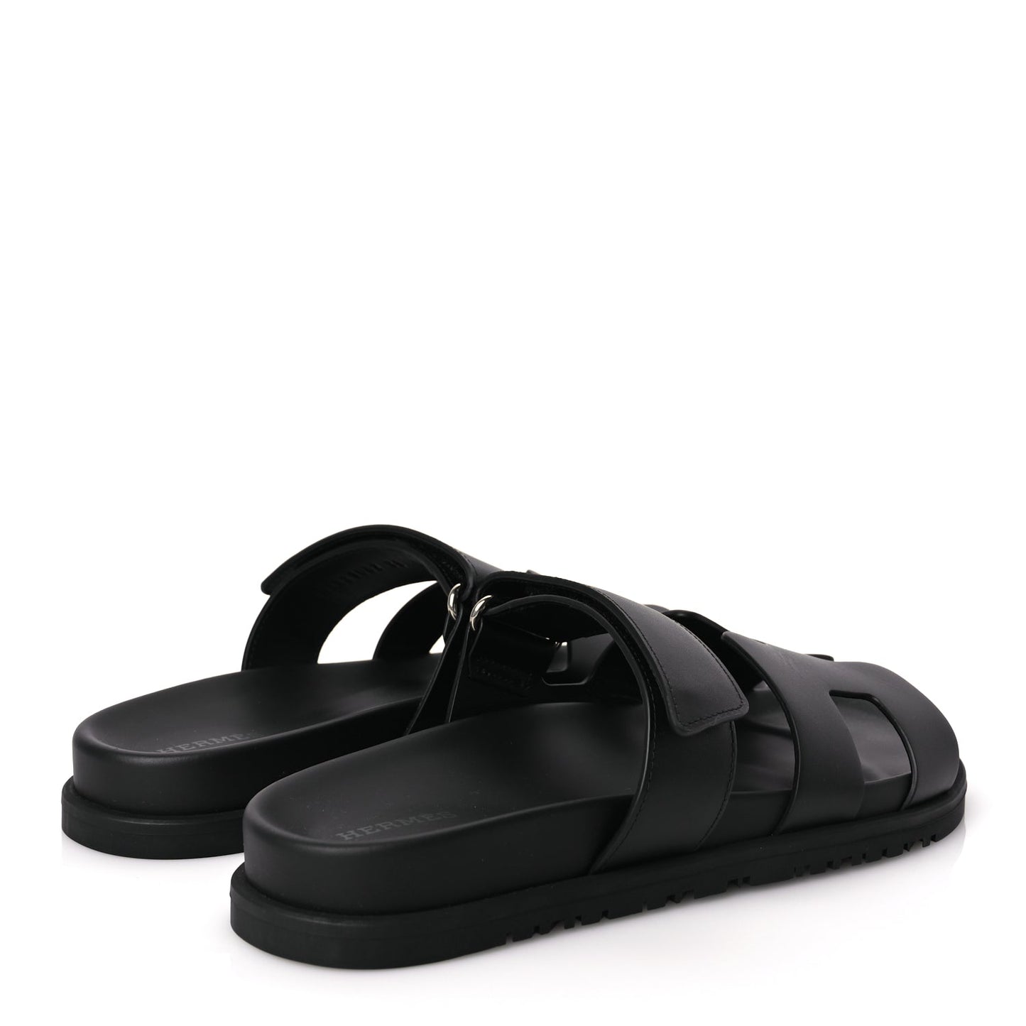 Hermes Calfskin Womens Chypre Sandals 38 Black