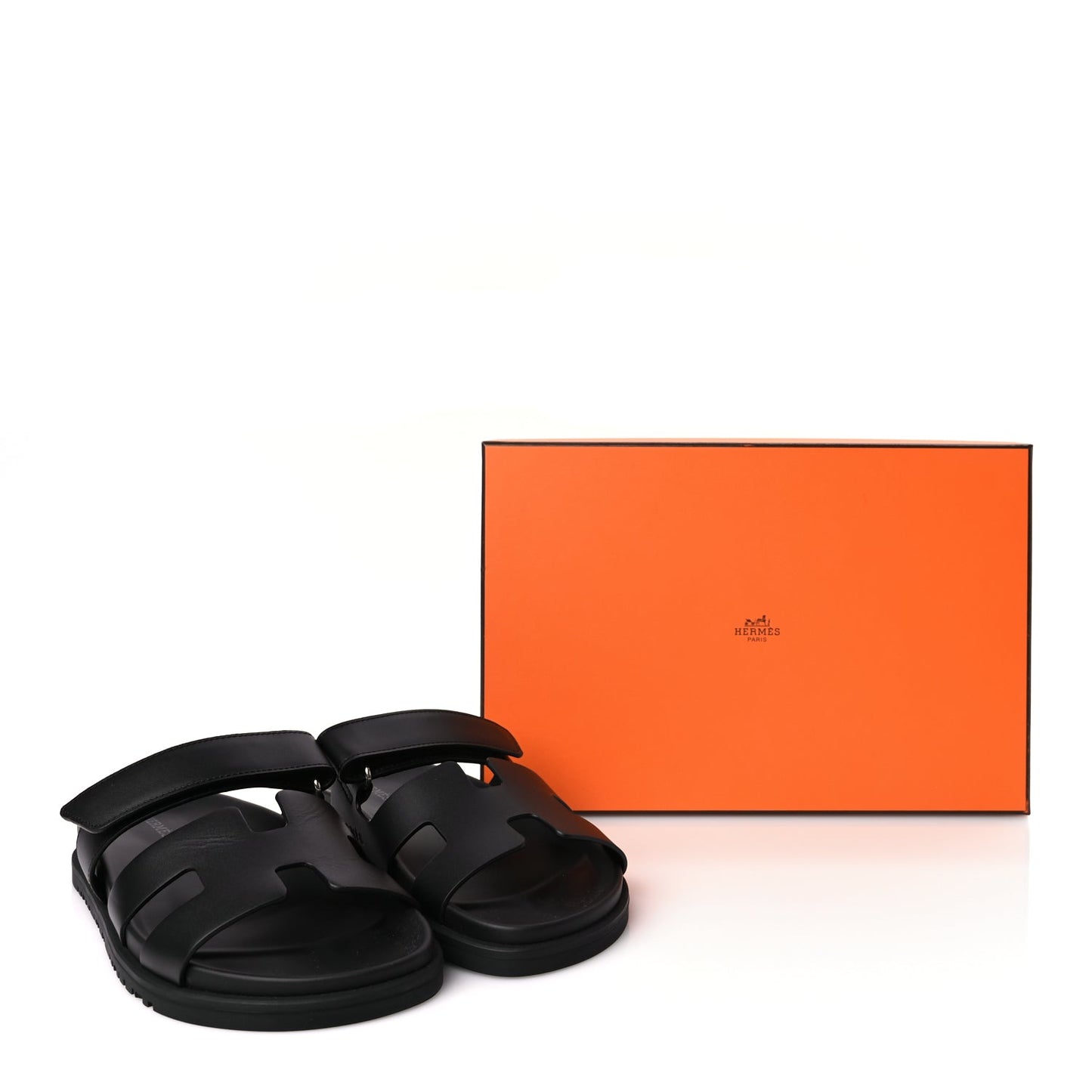 Hermes Calfskin Womens Chypre Sandals 38 Black