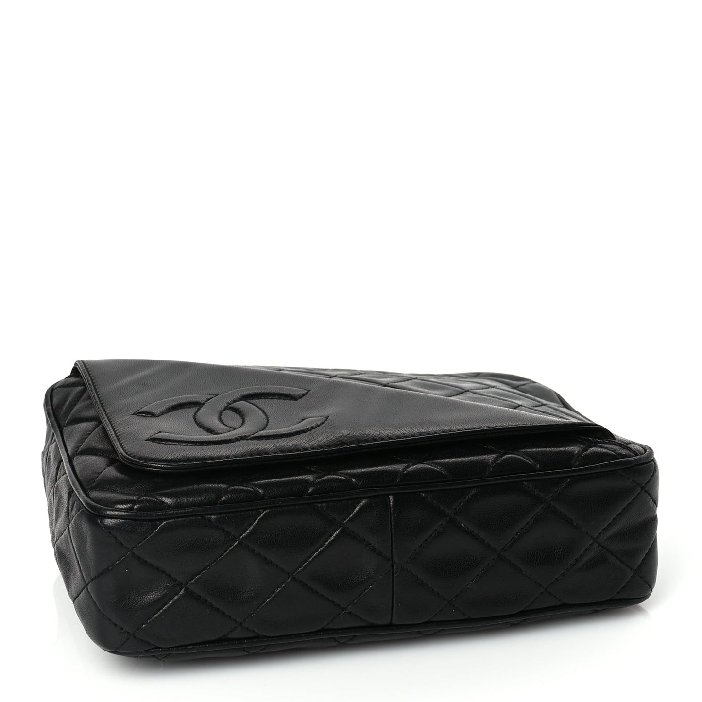 Chanel Lambskin Quilted CC Tassel Flap Camera Case Black