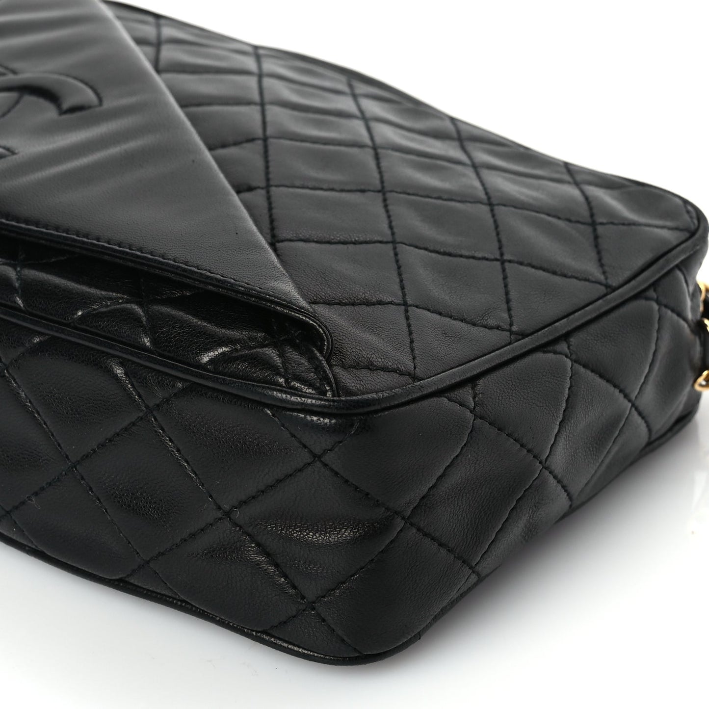 Chanel Lambskin Quilted CC Tassel Flap Camera Case Black