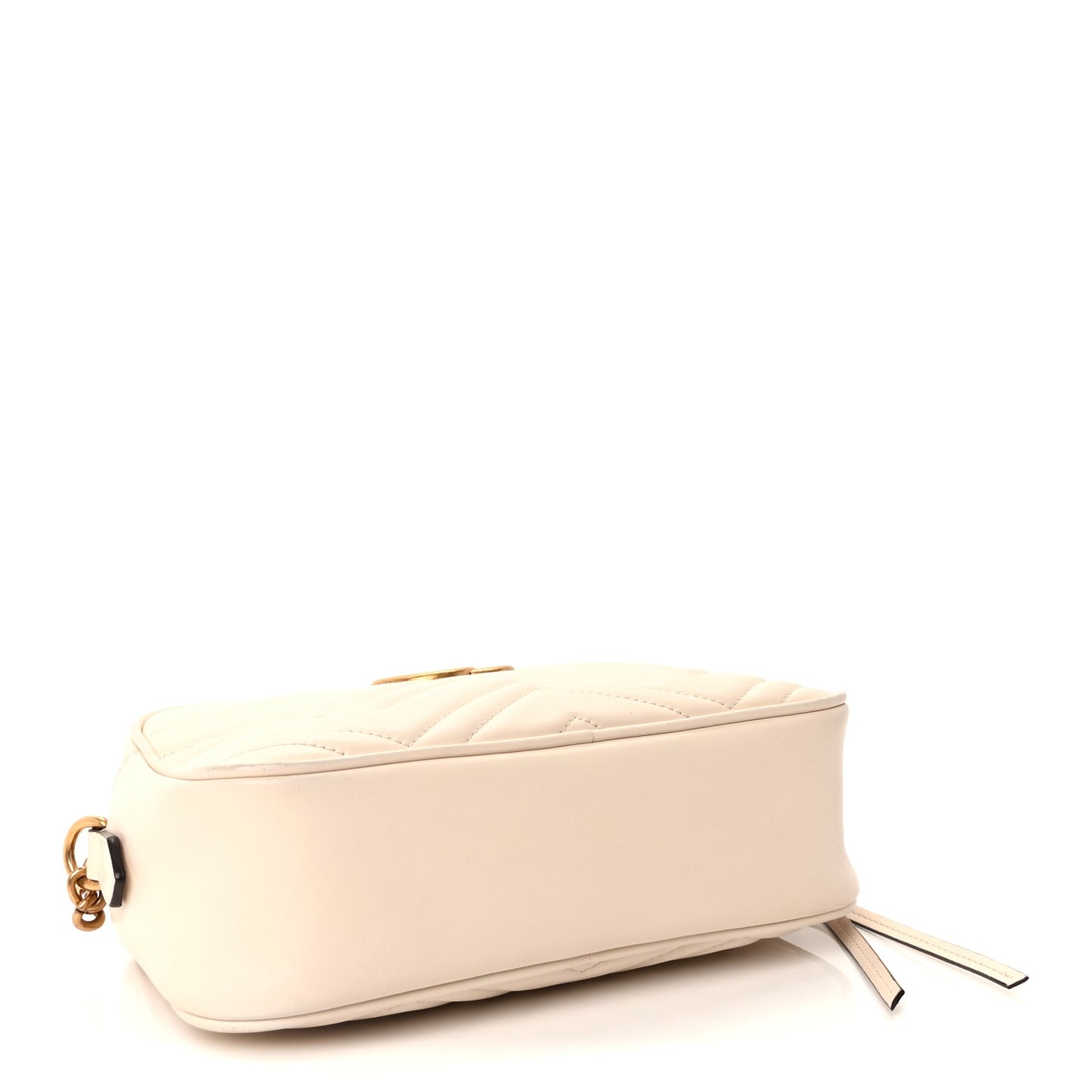 Gucci Calfskin Matelasse Small GG Marmont Chain Shoulder Bag White